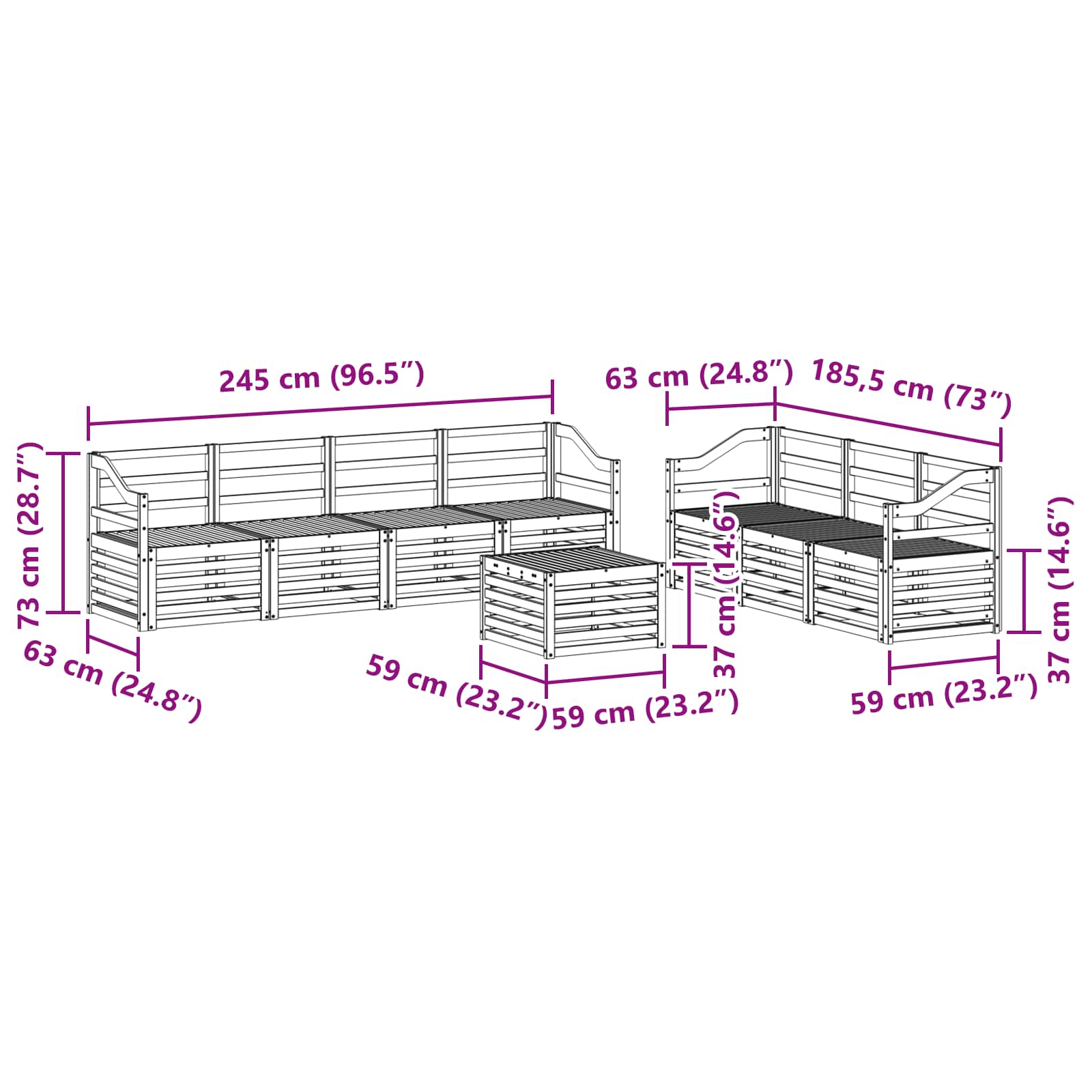Setovi sofa 8 pcs Prirodna Čvrsto drvo akacije