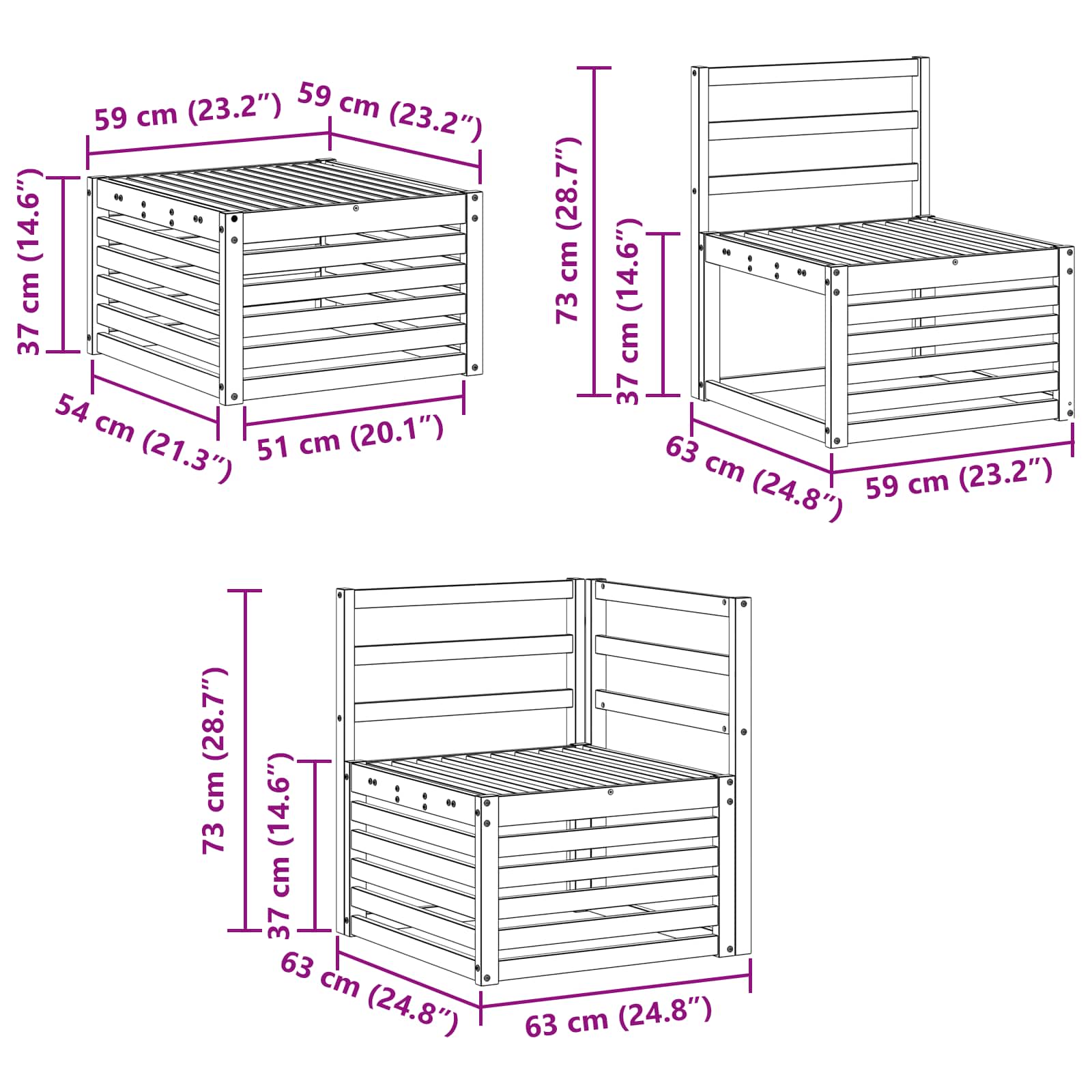 Setovi sofa 8 pcs Prirodna Čvrsto drvo akacije