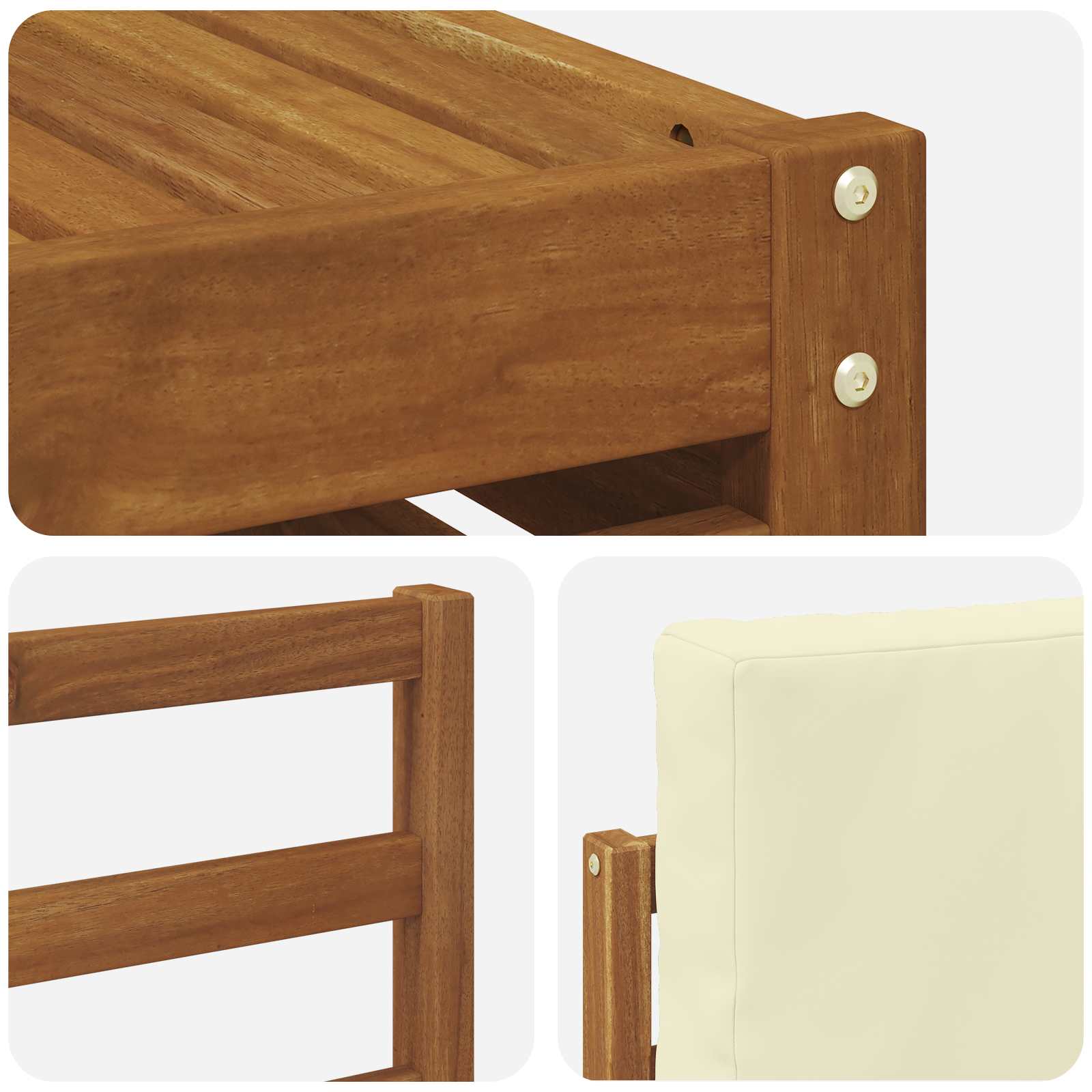 Set vanjskih sofa 8 pcs Prirodna i krem Čvrsto drvo akacije