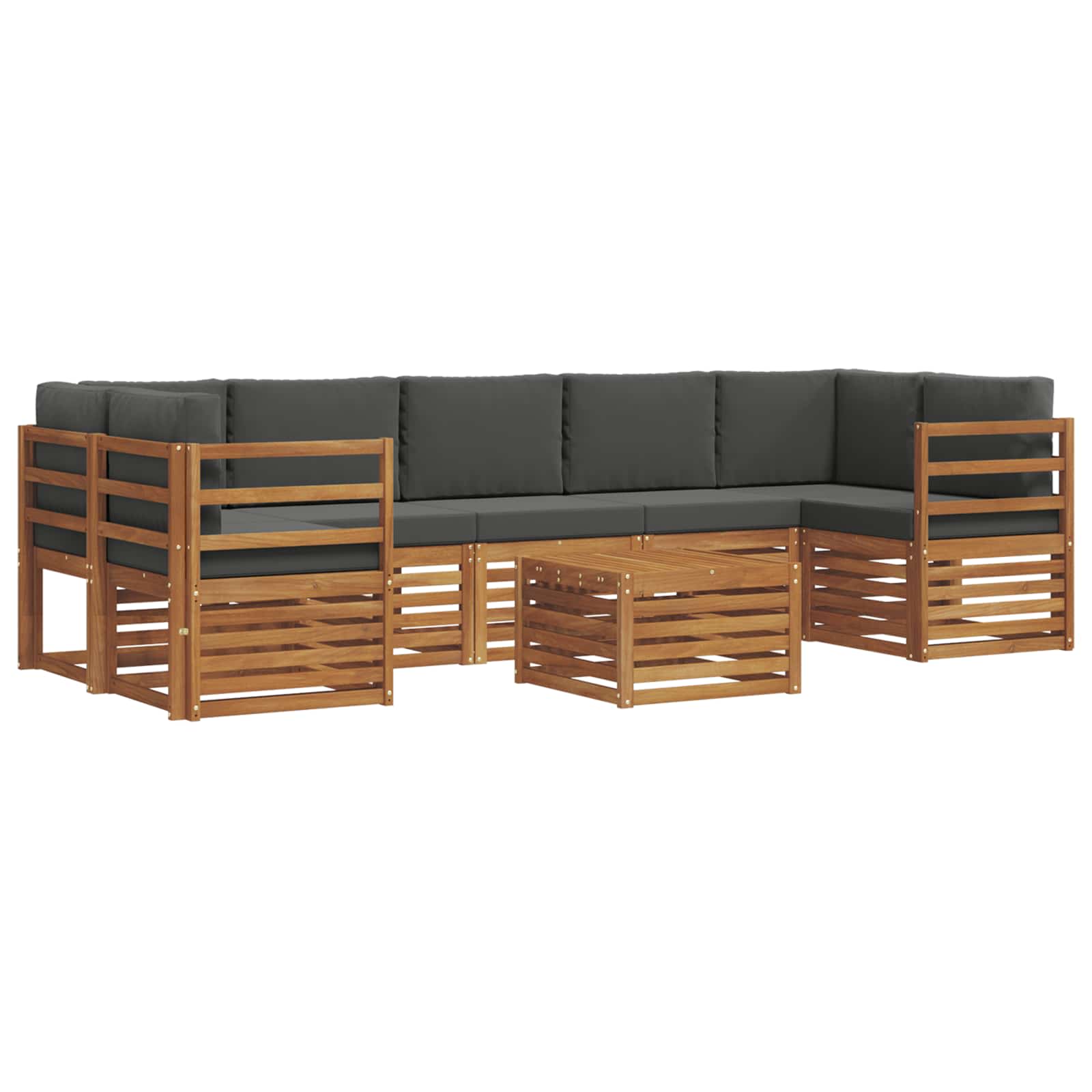 Set vanjskih sofa 8 pcs Prirodna i antracit Čvrsto drvo akacije