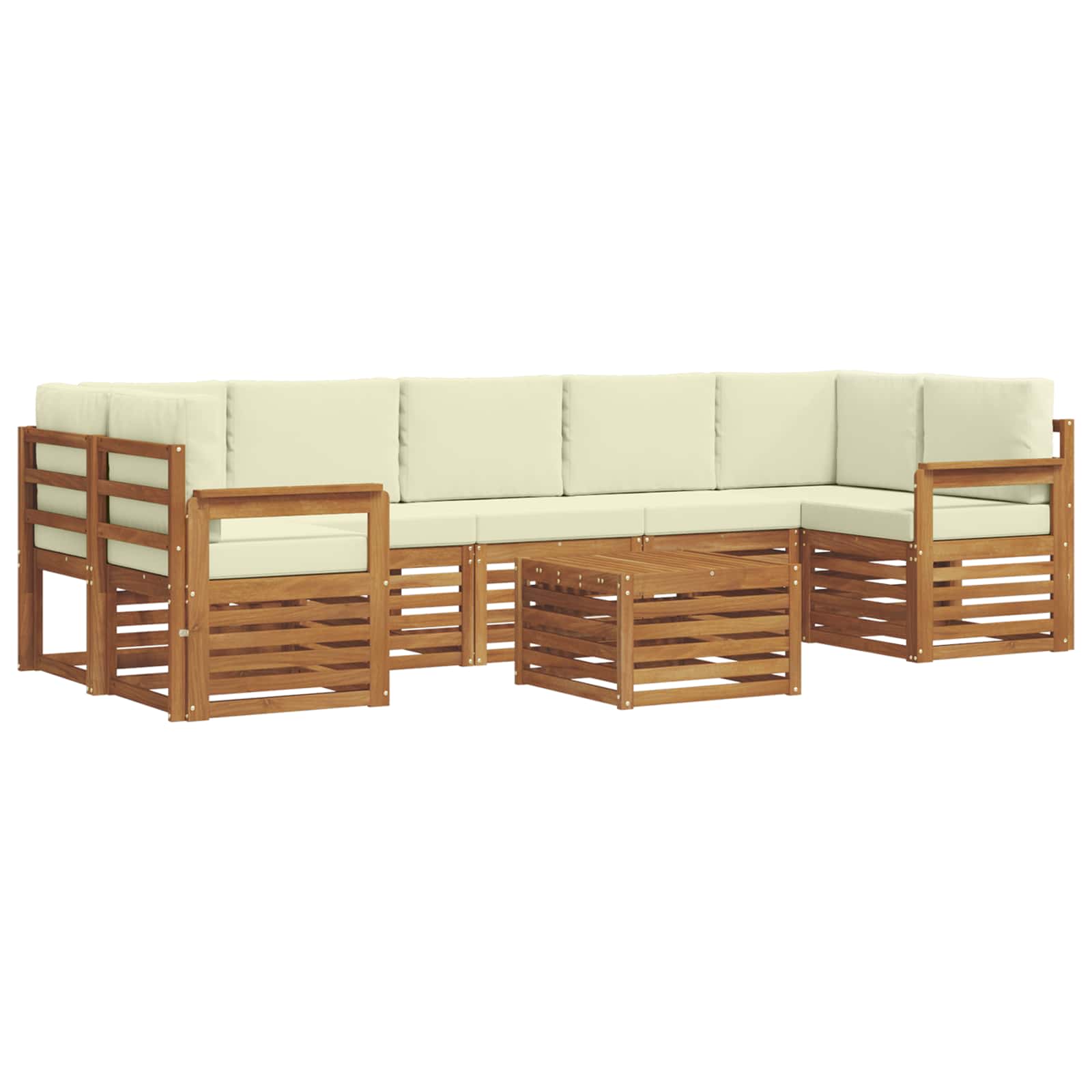 Set vanjskih sofa 8 pcs Prirodna i krem Čvrsto drvo akacije
