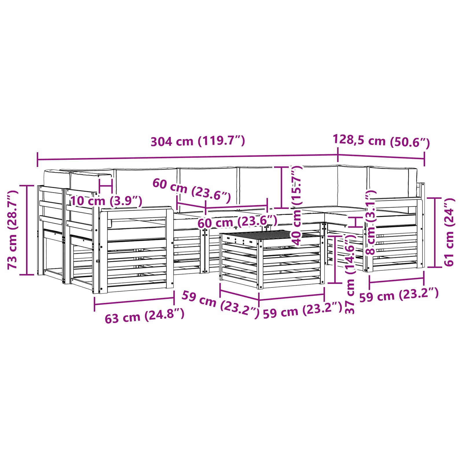 Set vanjskih sofa 8 pcs Prirodna i antracit Čvrsto drvo akacije