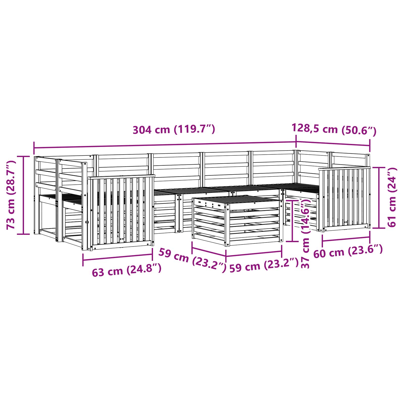 Setovi sofa 8 pcs Prirodna Čvrsto drvo akacije