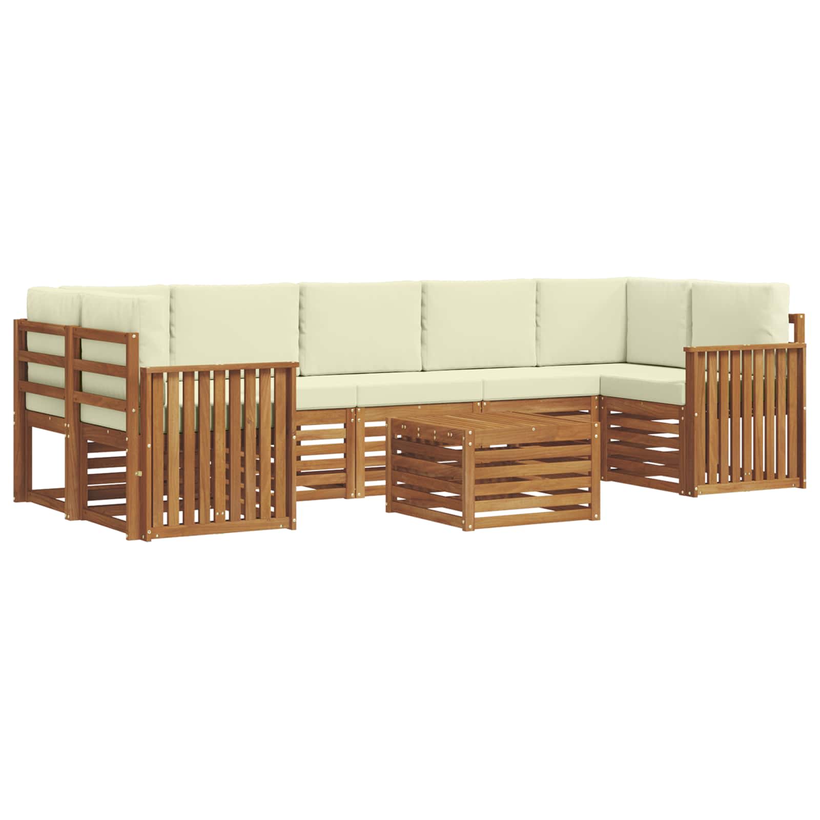 Set vanjskih sofa 8 pcs Prirodna i krem Čvrsto drvo akacije