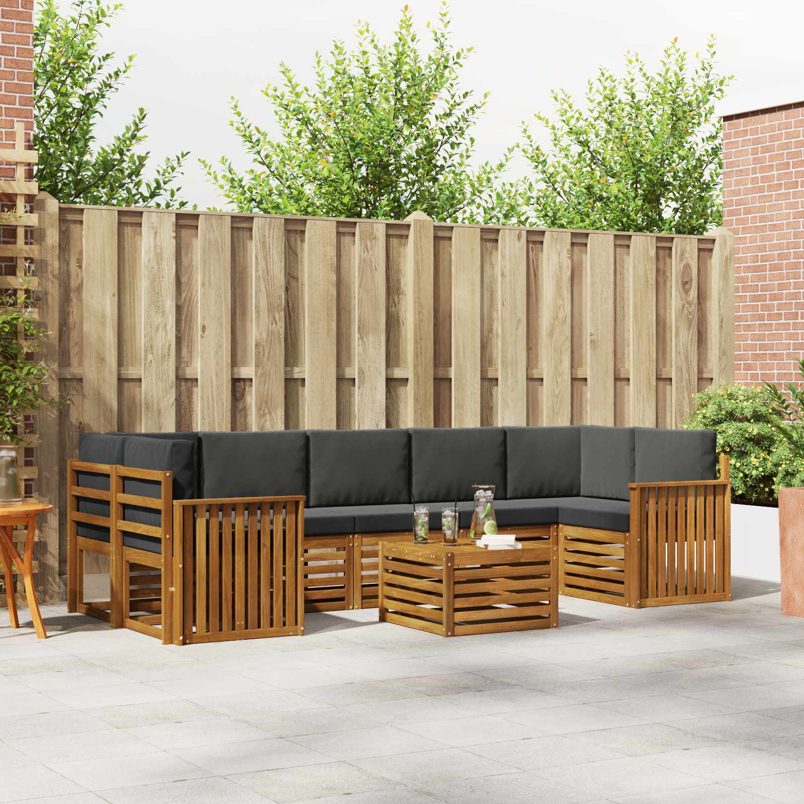 Set vanjskih sofa 8 pcs Prirodna i antracit Čvrsto drvo akacije