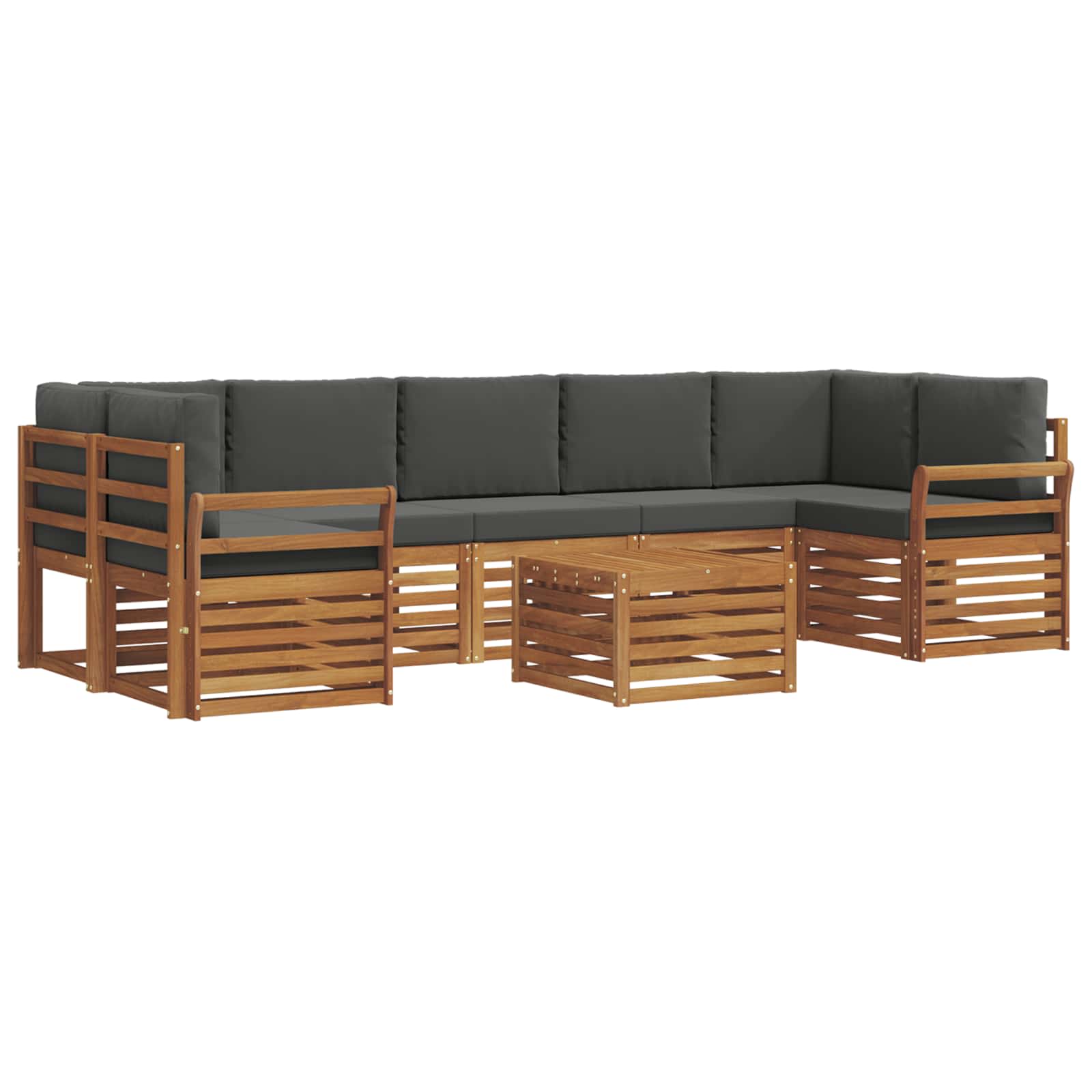 Set vanjskih sofa 8 pcs Prirodna i antracit Čvrsto drvo akacije