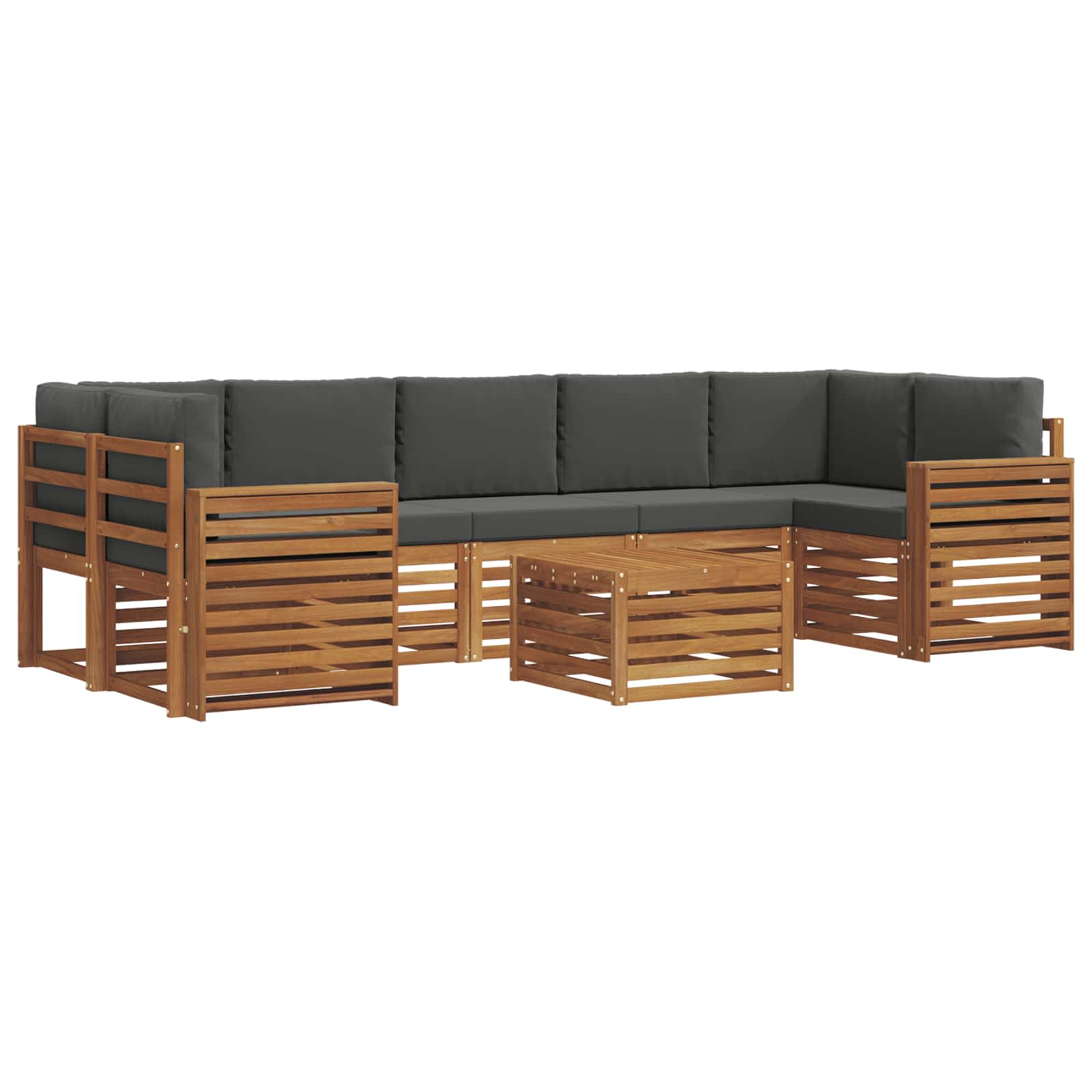 Set vanjskih sofa 8 pcs Prirodna i antracit Čvrsto drvo akacije