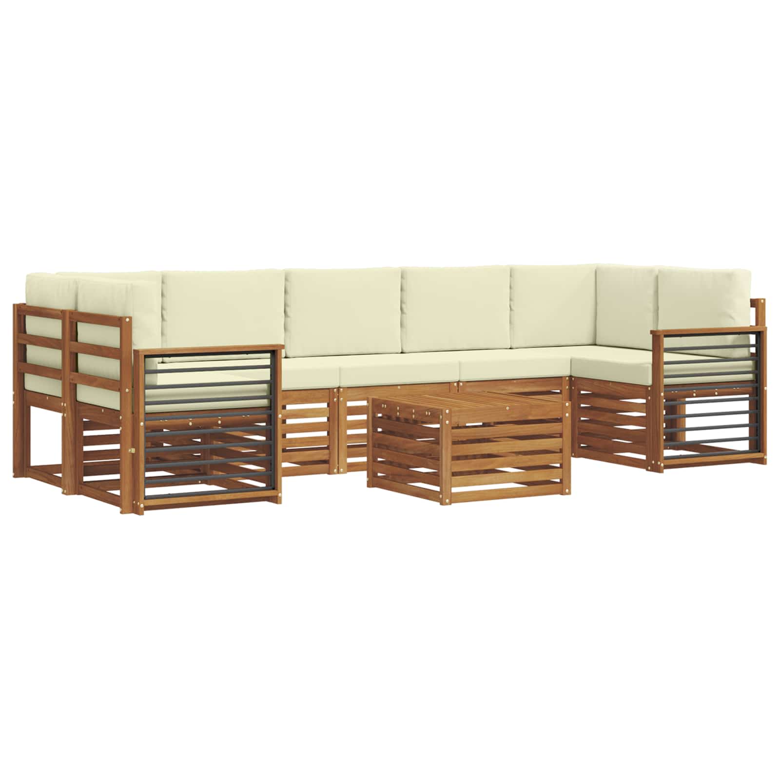Set vanjskih sofa 8 pcs Prirodna i krem Čvrsto drvo akacije