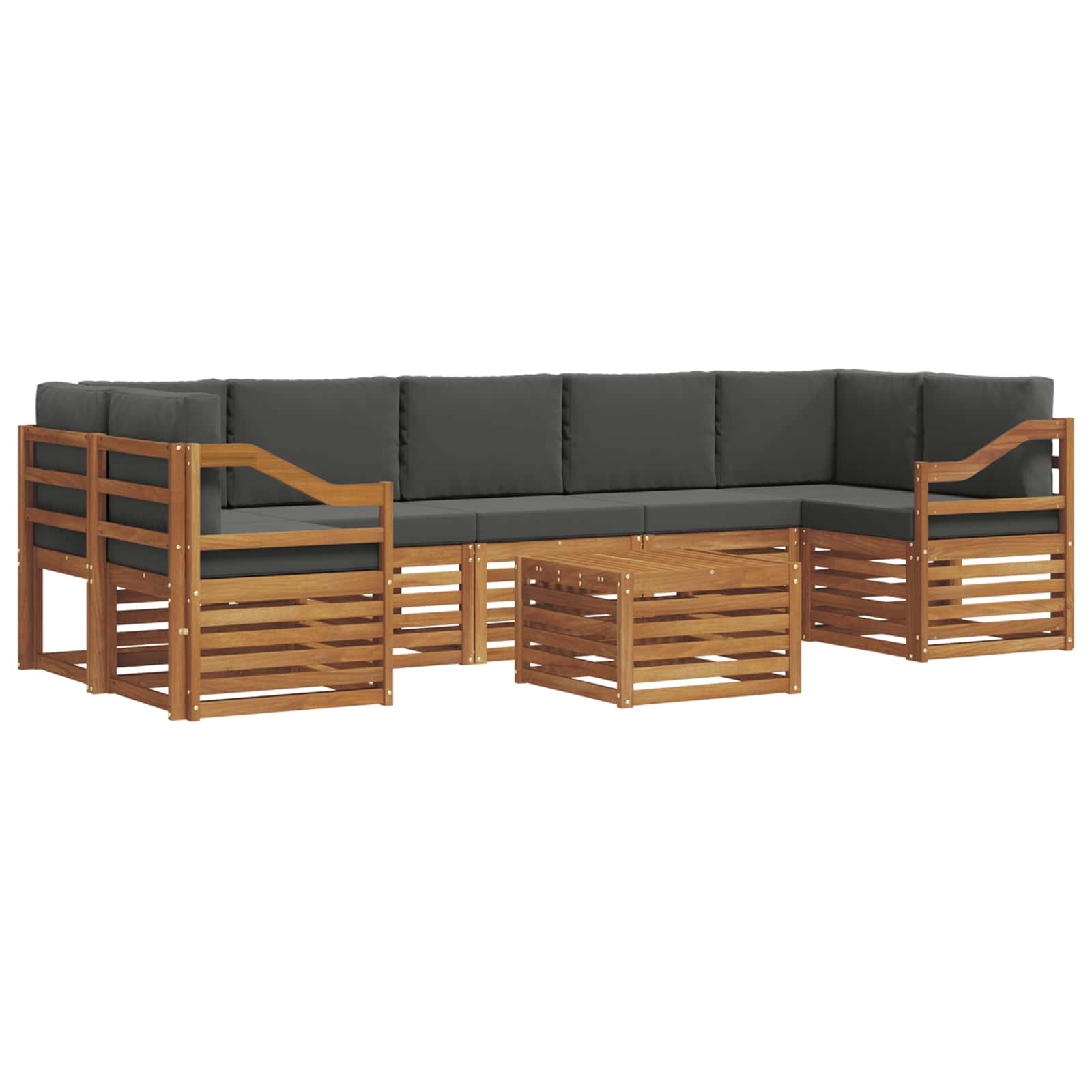 Set vanjskih sofa 8 pcs Prirodna i antracit Čvrsto drvo akacije
