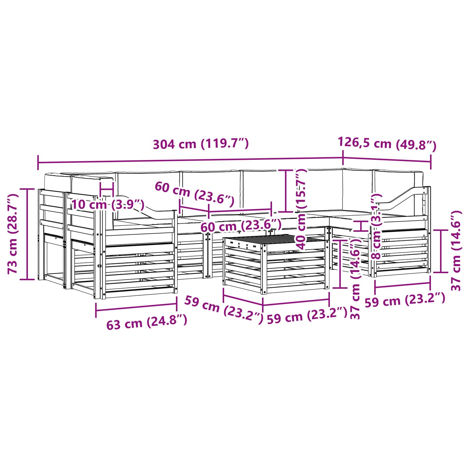 Set vanjskih sofa 8 pcs Prirodna i antracit Čvrsto drvo akacije