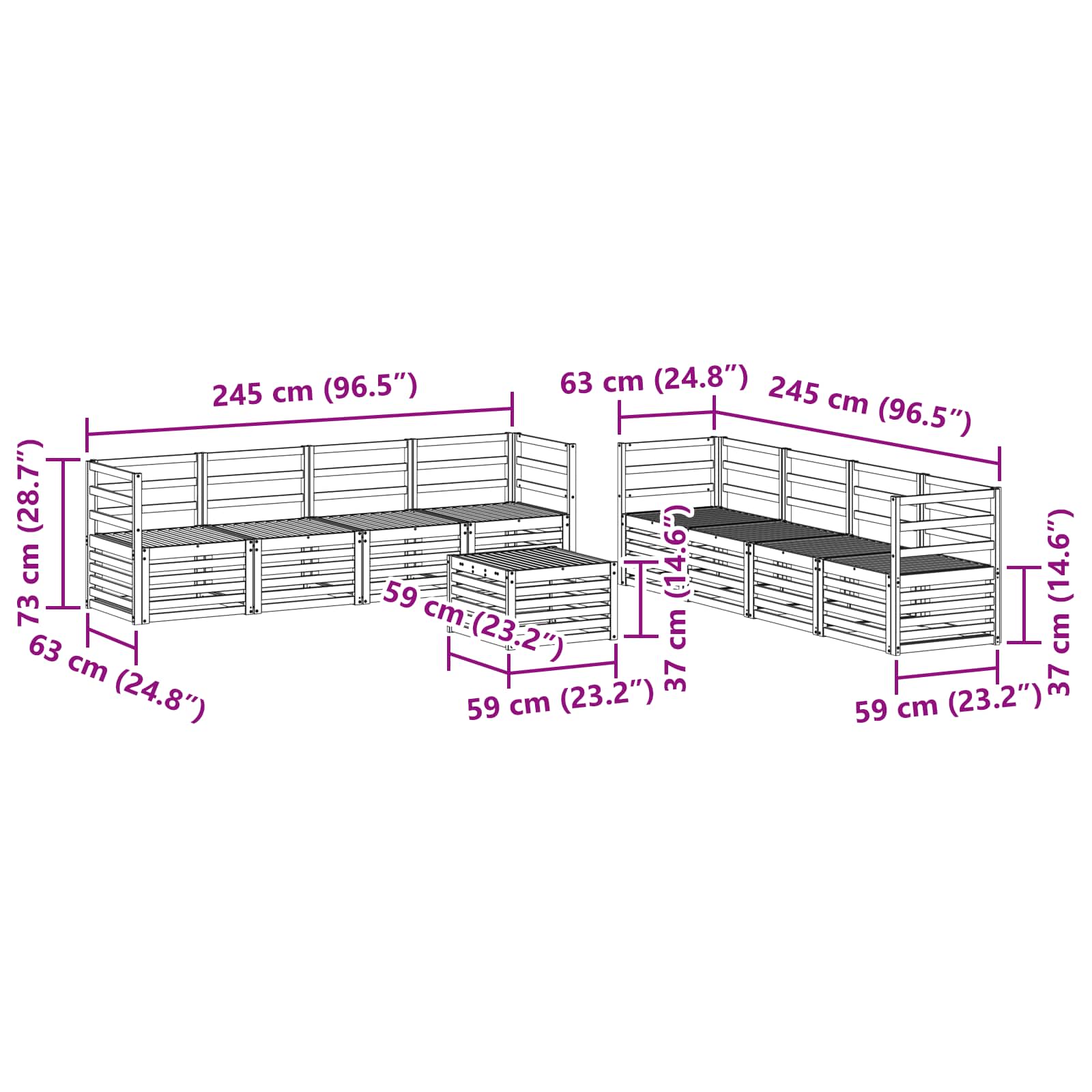 Setovi sofa 9 pcs Prirodna Čvrsto drvo akacije