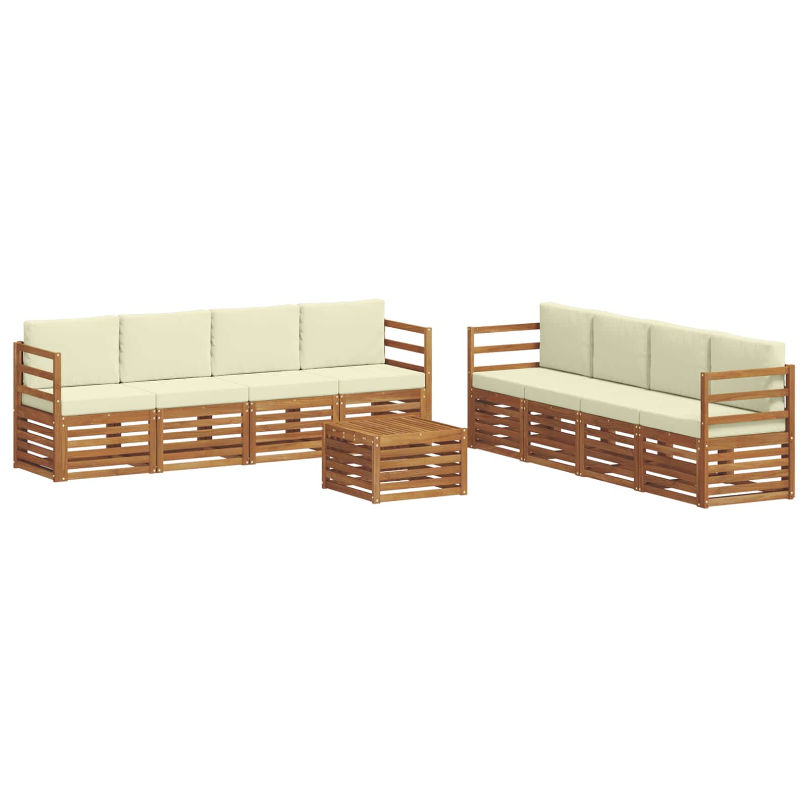 Setovi sofa 9 pcs Prirodna i krem Čvrsto drvo akacije