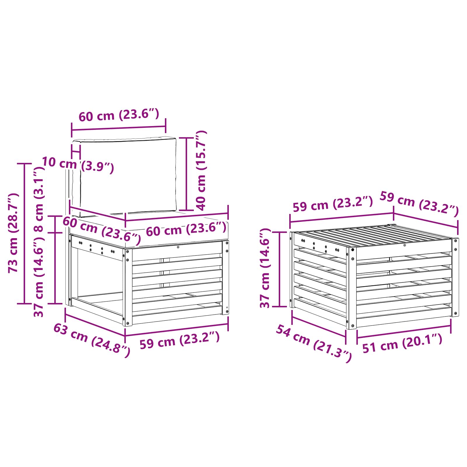 Setovi sofa s jastukom 9 pcs Prirodna i bež Čvrsto drvo akacije