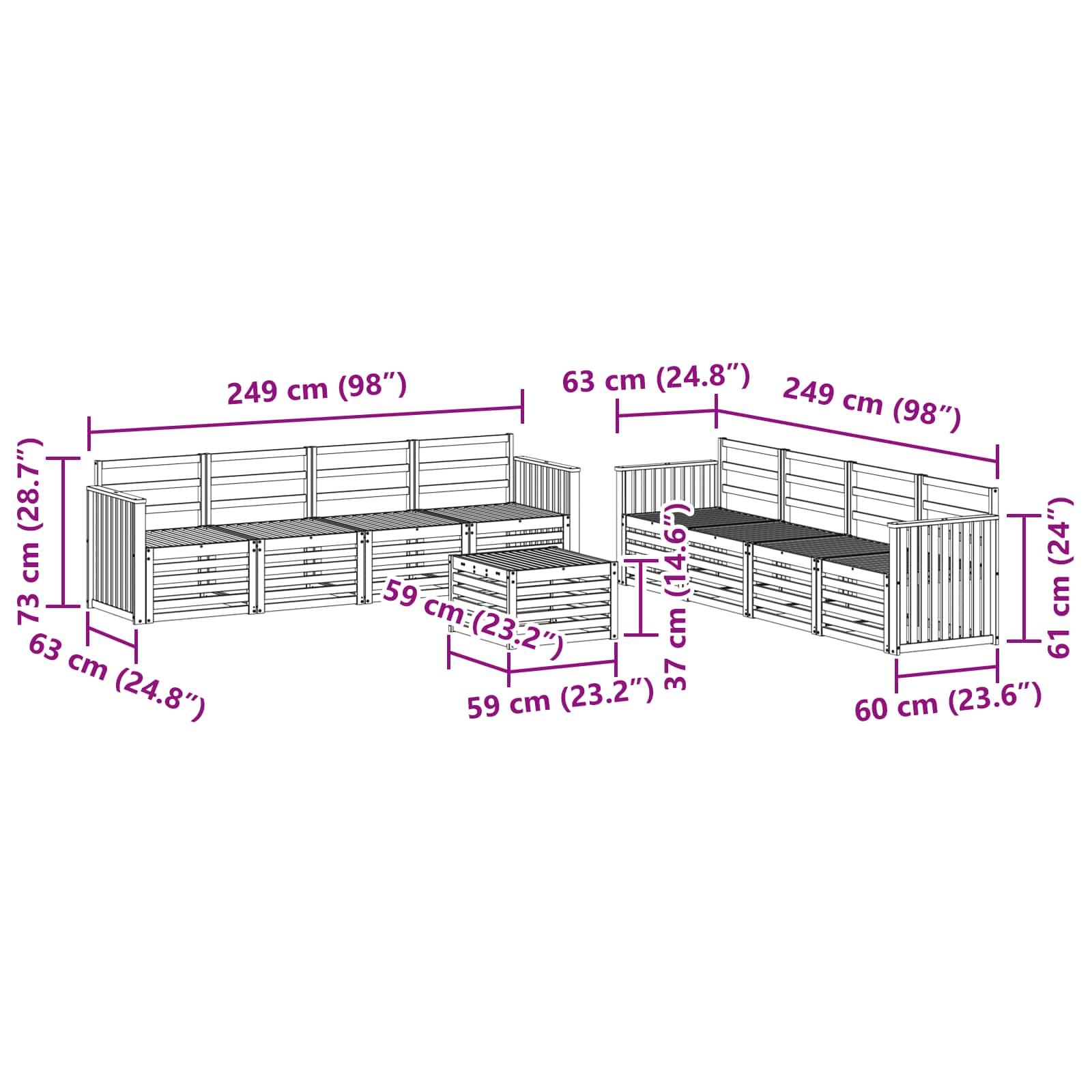 Setovi sofa 9 pcs Prirodna Čvrsto drvo akacije