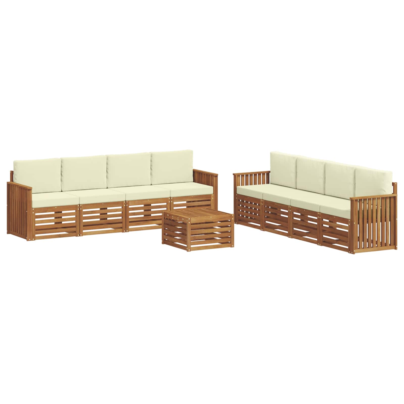Setovi sofa 9 pcs Prirodna i krem Čvrsto drvo akacije