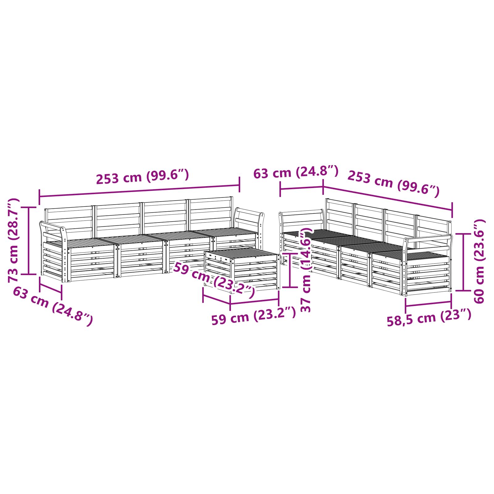 Setovi sofa 9 pcs Prirodna Čvrsto drvo akacije