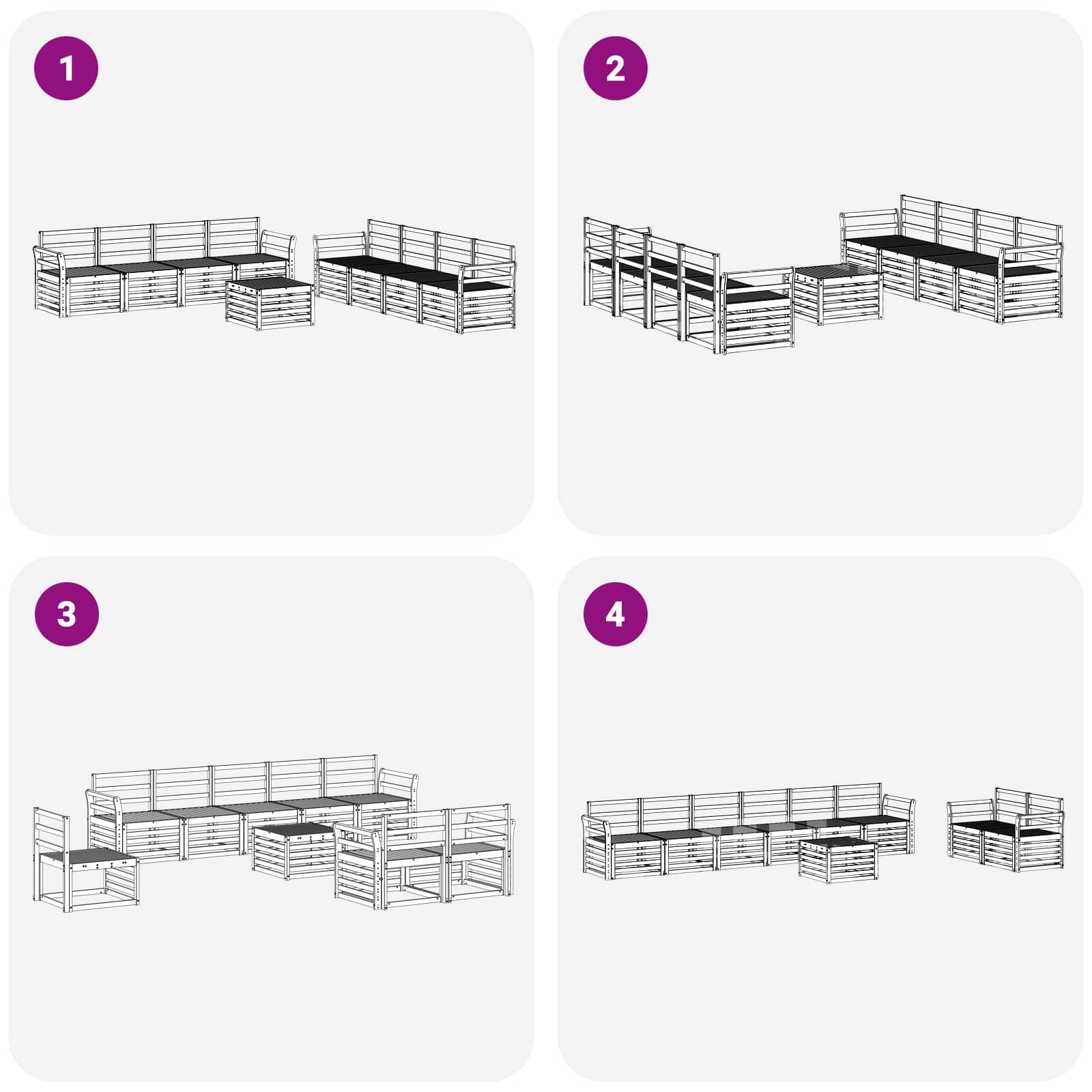 Setovi sofa 9 pcs Prirodna Čvrsto drvo akacije