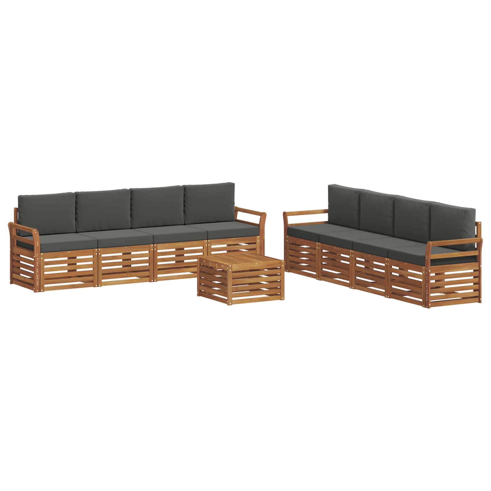 Setovi sofa 9 pcs Prirodna i antracit Čvrsto drvo akacije