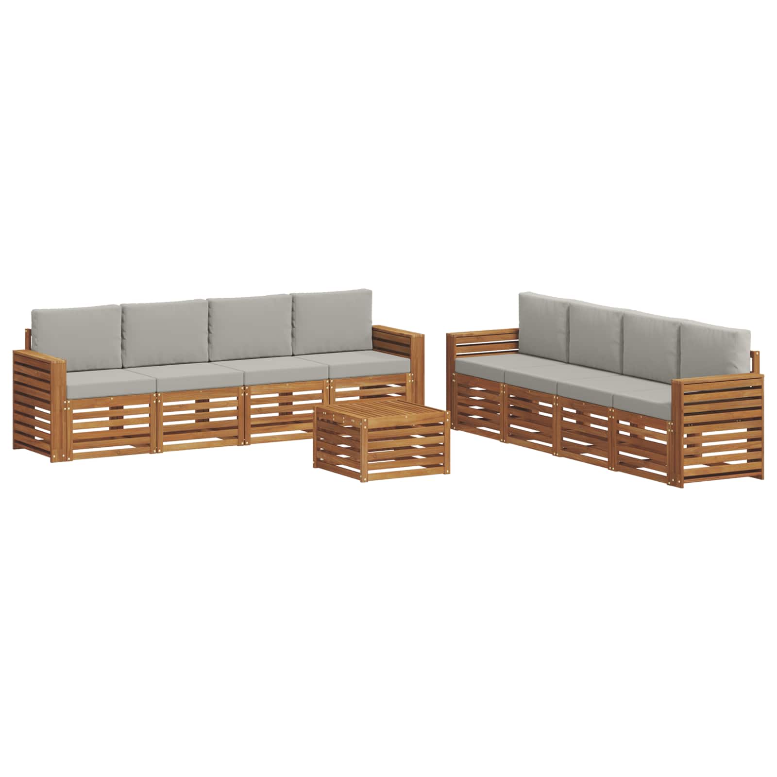 Setovi sofa 9 pcs Prirodna i svijetlo siva Čvrsto drvo akacije