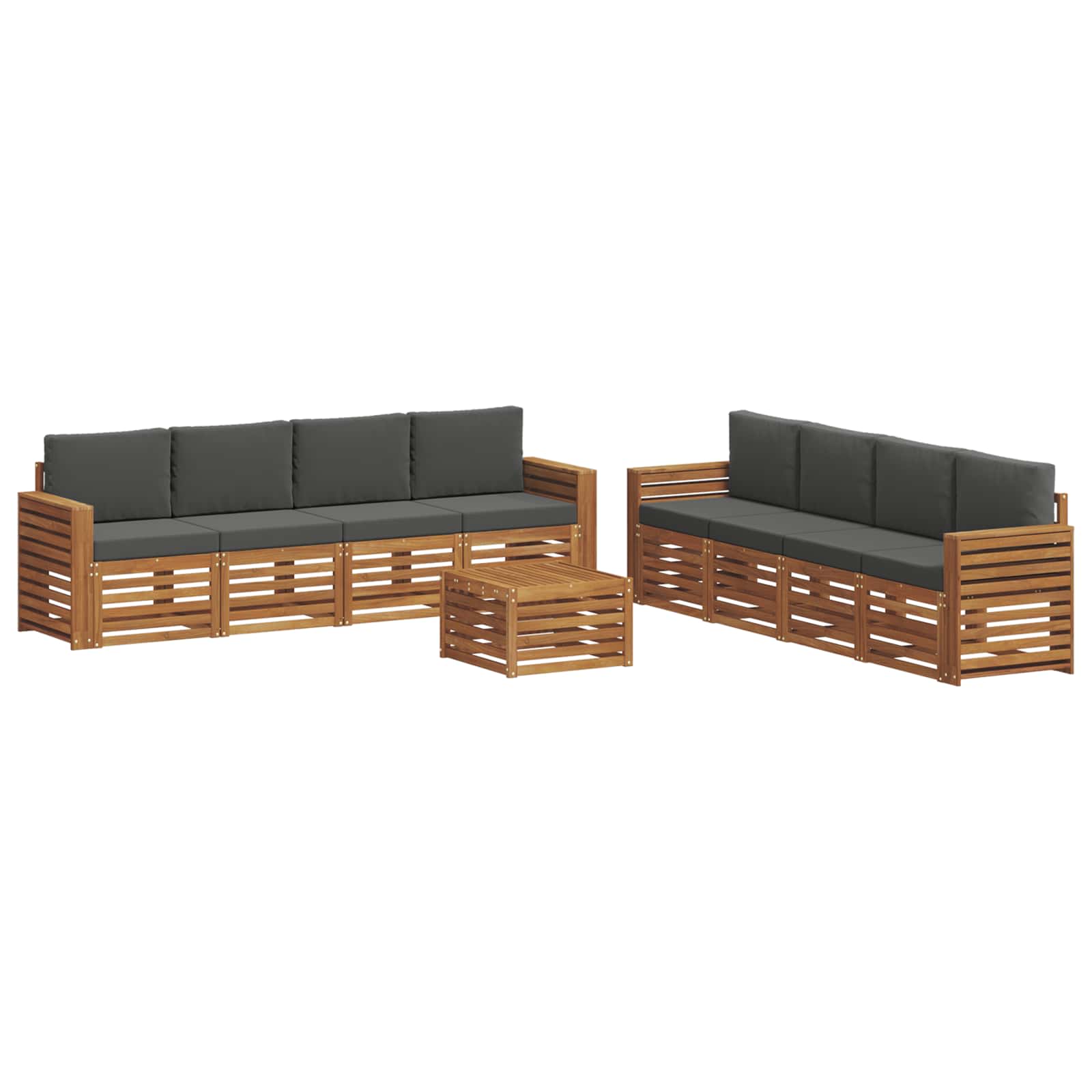 Setovi sofa 9 pcs Prirodna i antracit Čvrsto drvo akacije