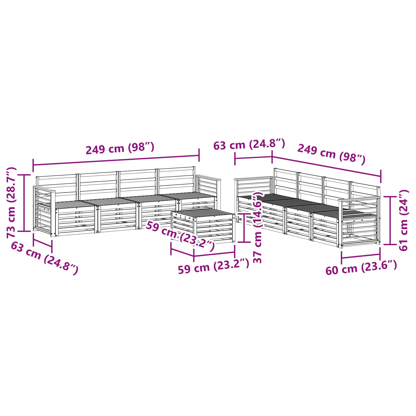 Setovi sofa 9 pcs Prirodna Čvrsto drvo akacije