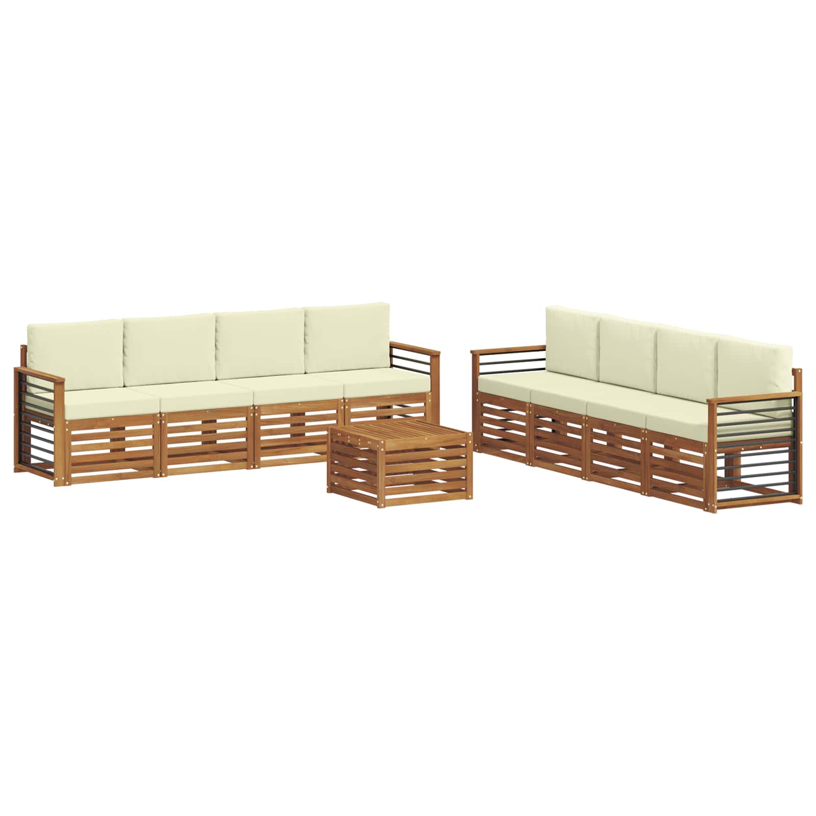 Setovi sofa 9 pcs Prirodna i krem Čvrsto drvo akacije