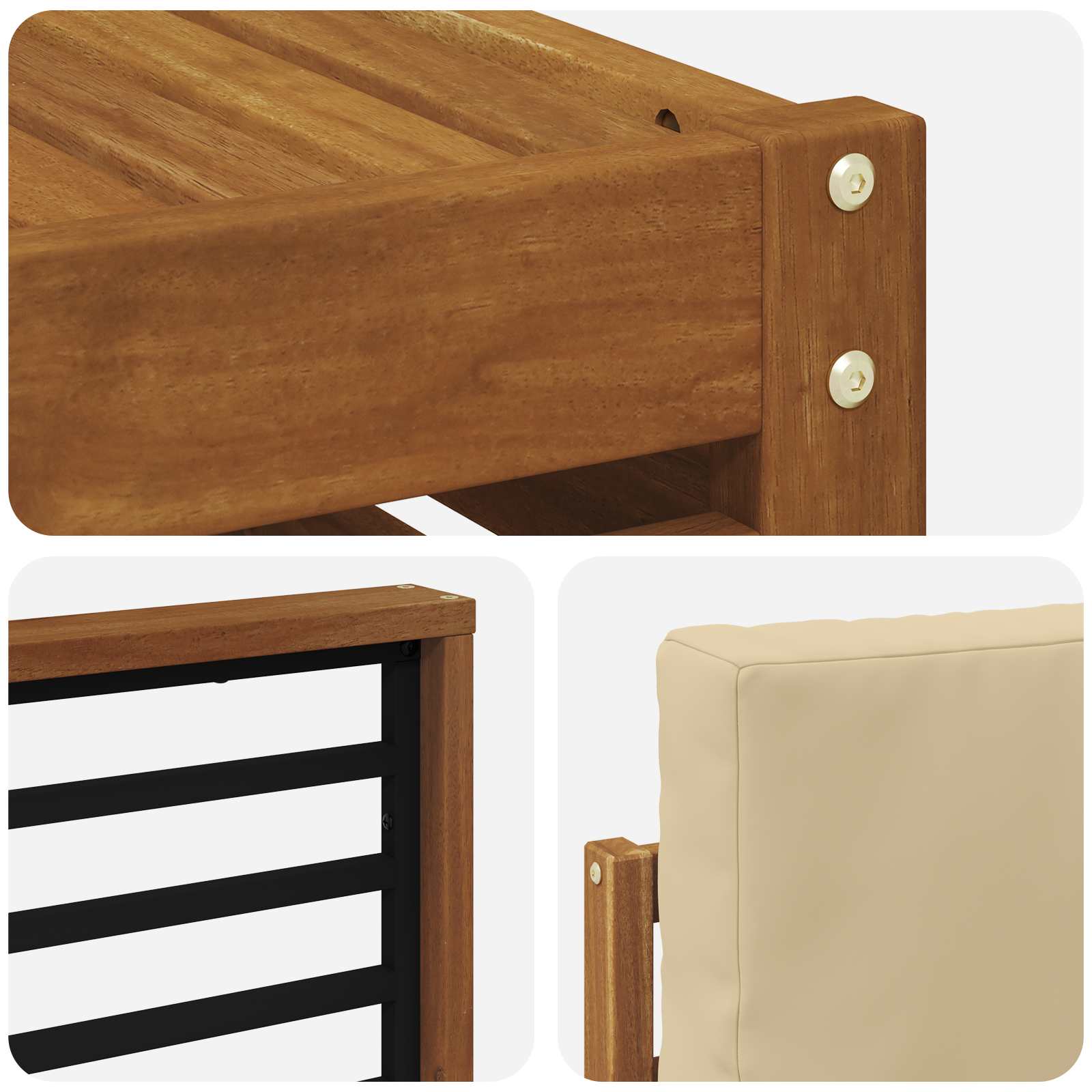 Setovi sofa s jastukom 9 pcs Prirodna i bež Čvrsto drvo akacije