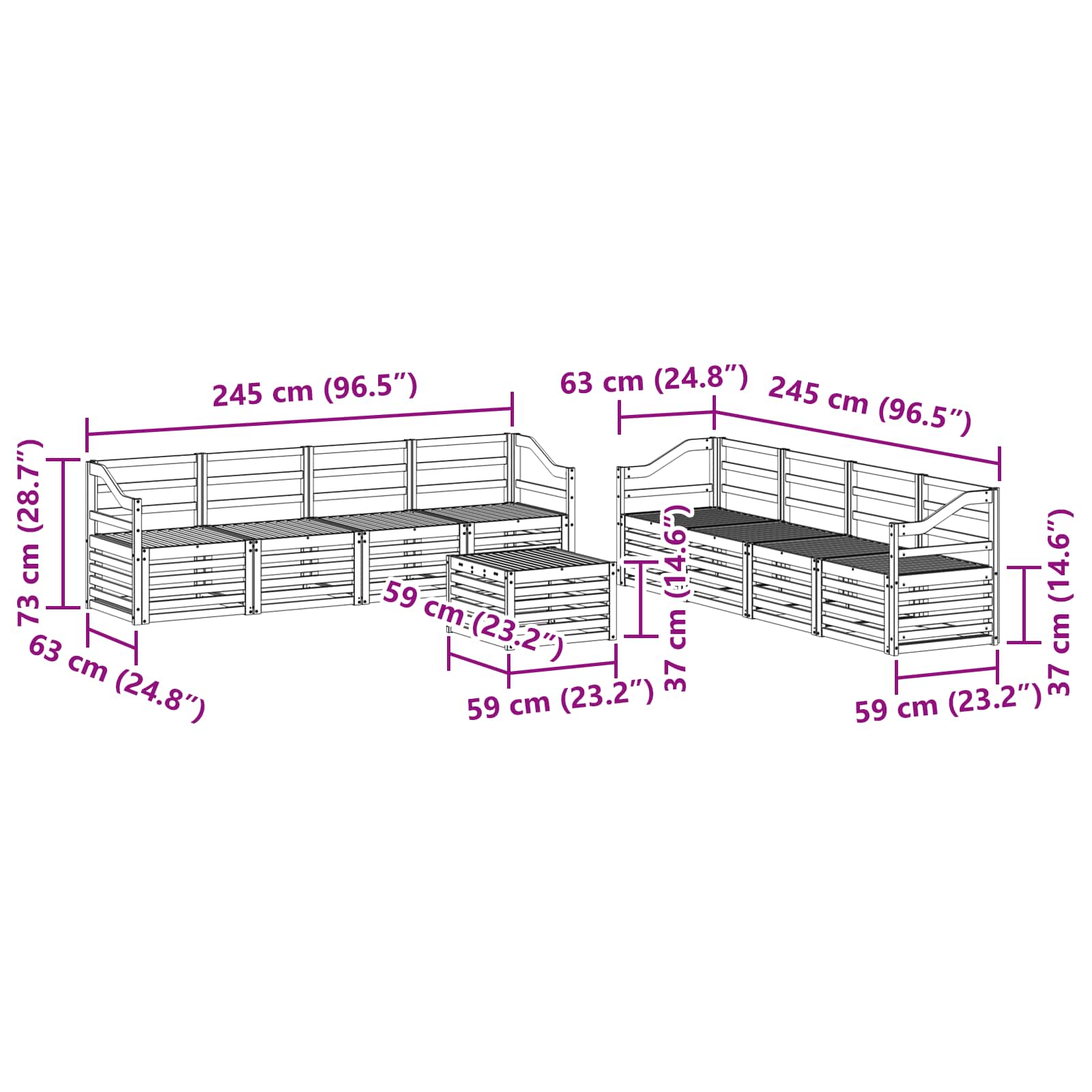 Setovi sofa 9 pcs Prirodna Čvrsto drvo akacije