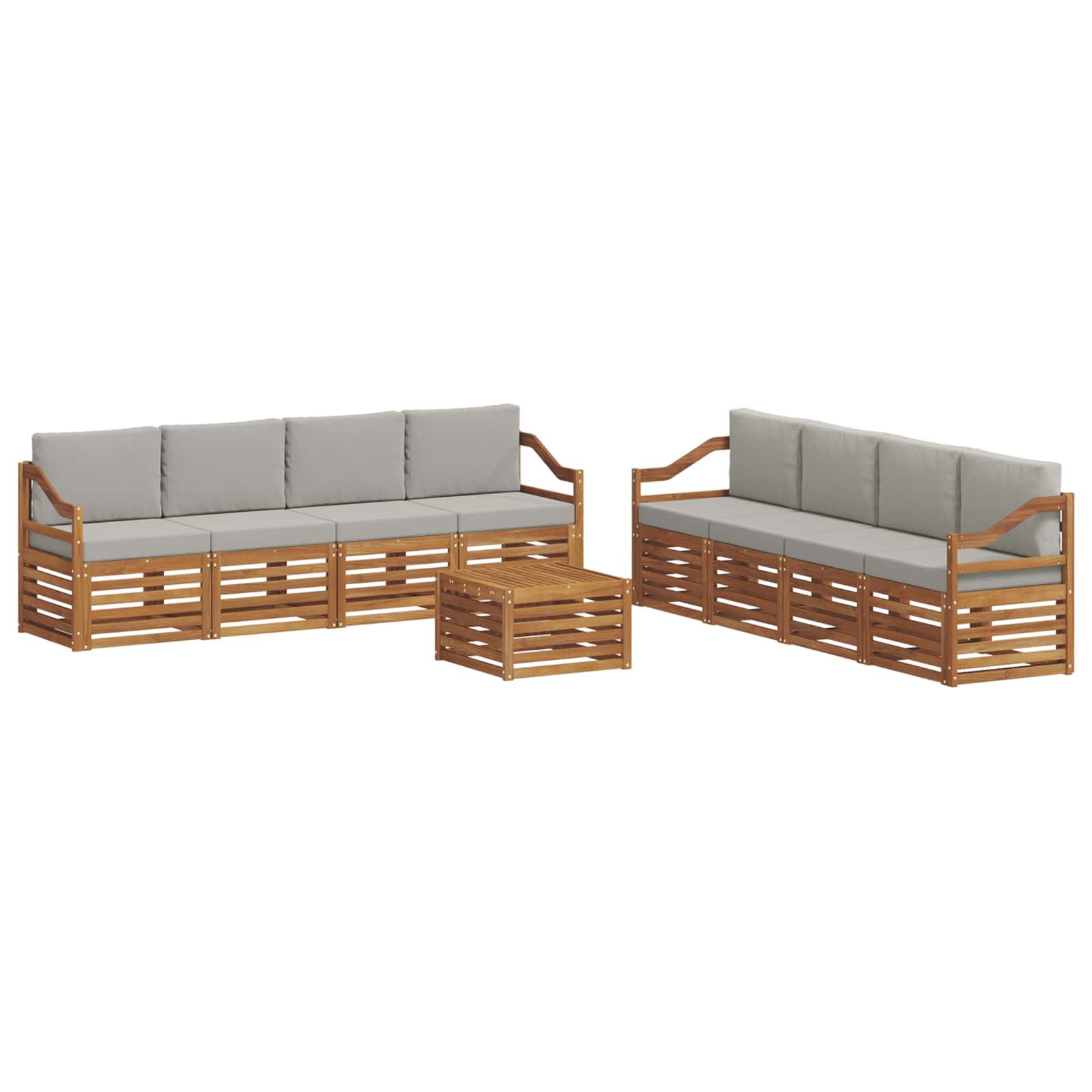 Setovi sofa 9 pcs Prirodna i svijetlo siva Čvrsto drvo akacije