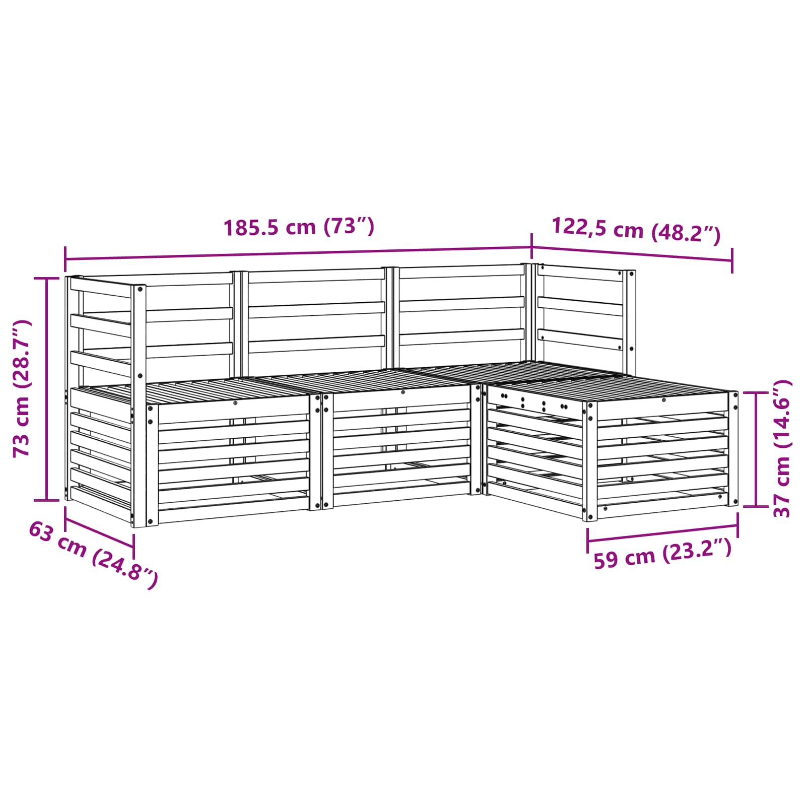 Set vanjskih sofa 4 pcs Prirodna