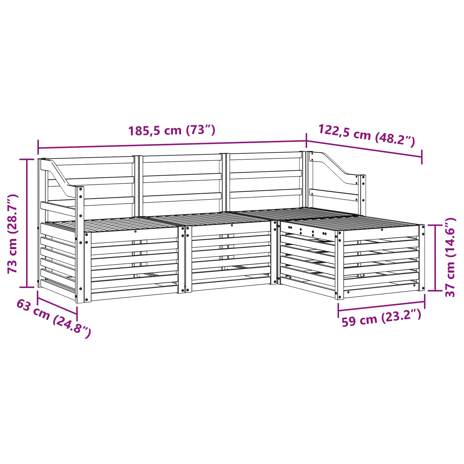 Set vanjskih sofa 4 pcs Prirodna