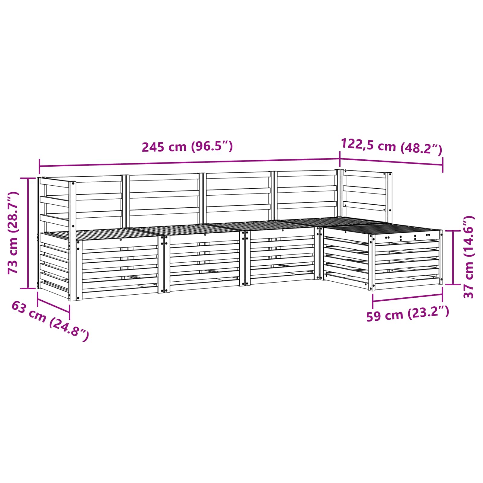 Set vanjskih sofa 5 pcs Prirodna