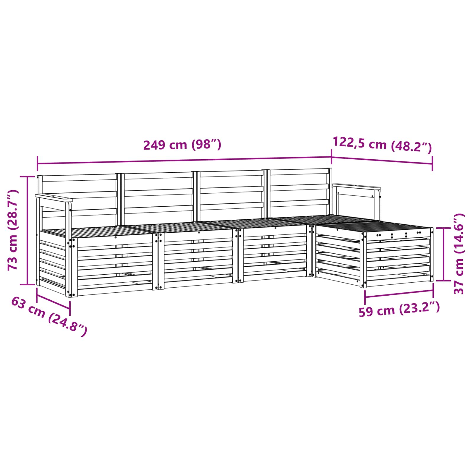 Set vanjskih sofa 5 pcs Prirodna