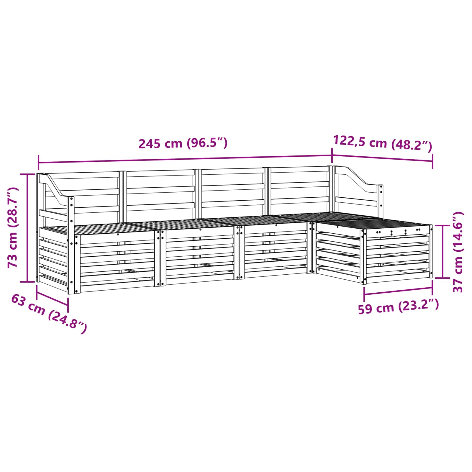 Set vanjskih sofa 5 pcs Prirodna
