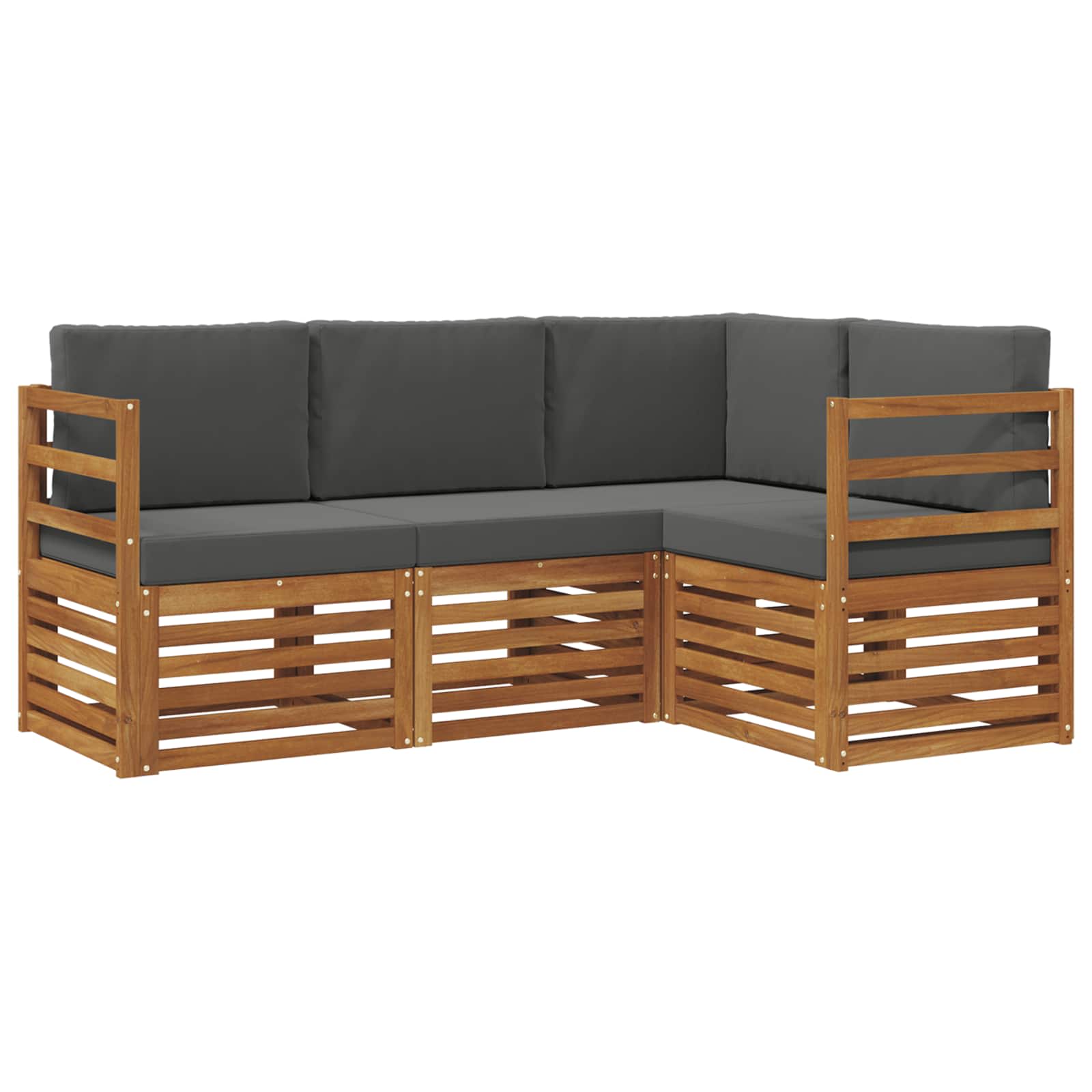 Setovi sofa 4 pcs Prirodna i antracit Čvrsto drvo akacije