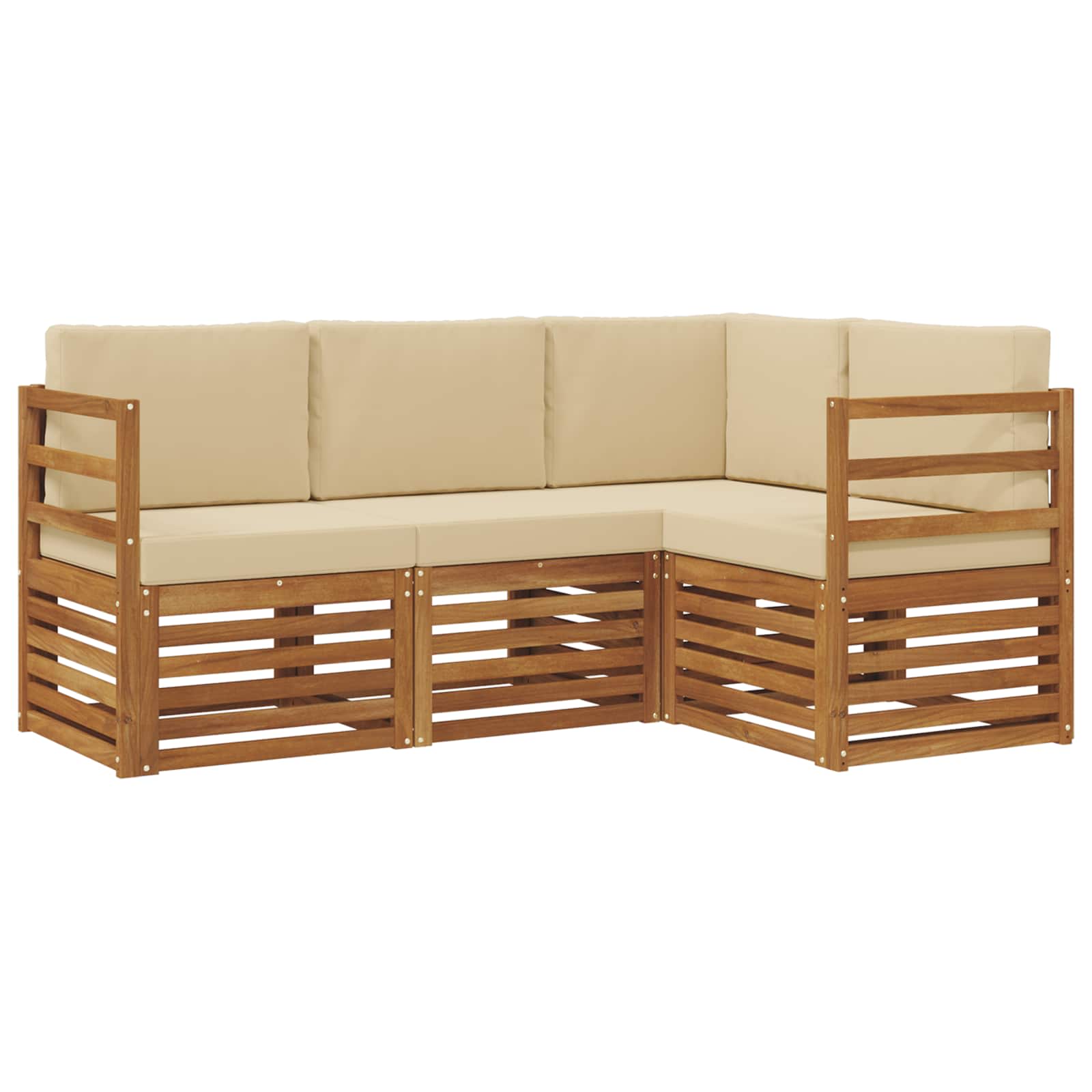 Setovi sofa s jastukom 4 pcs Prirodna i bež Čvrsto drvo akacije