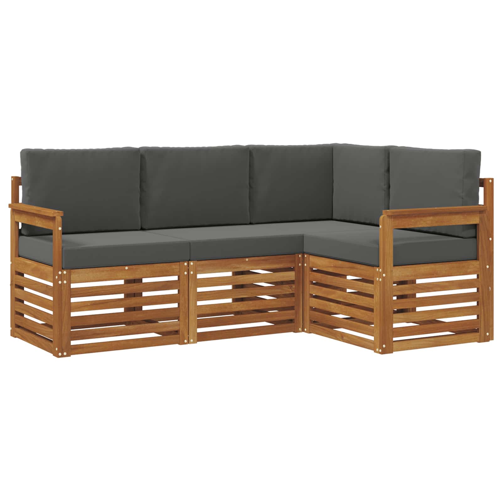 Setovi sofa 4 pcs Prirodna i antracit Čvrsto drvo akacije