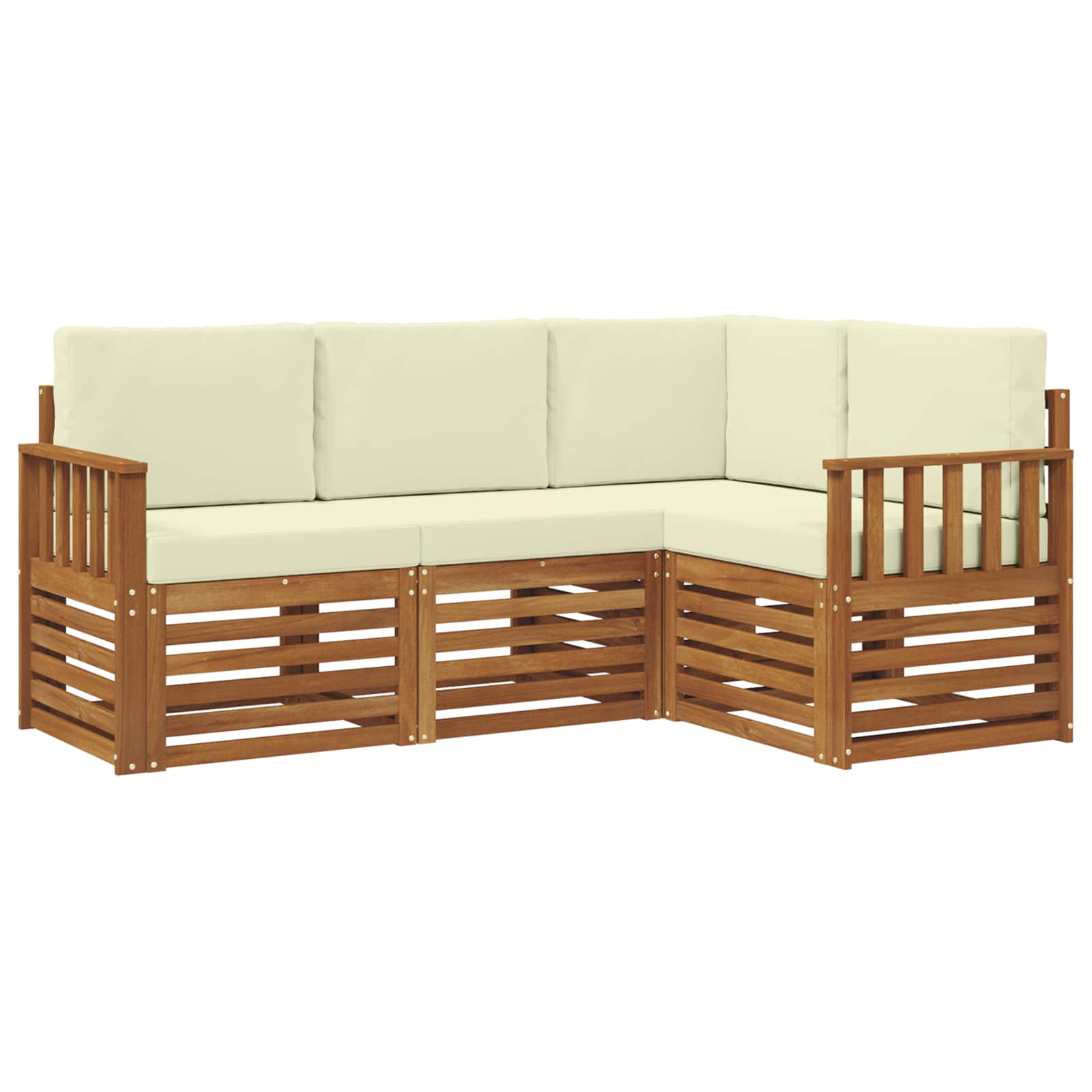 Setovi sofa 4 pcs Prirodna i krem Čvrsto drvo akacije