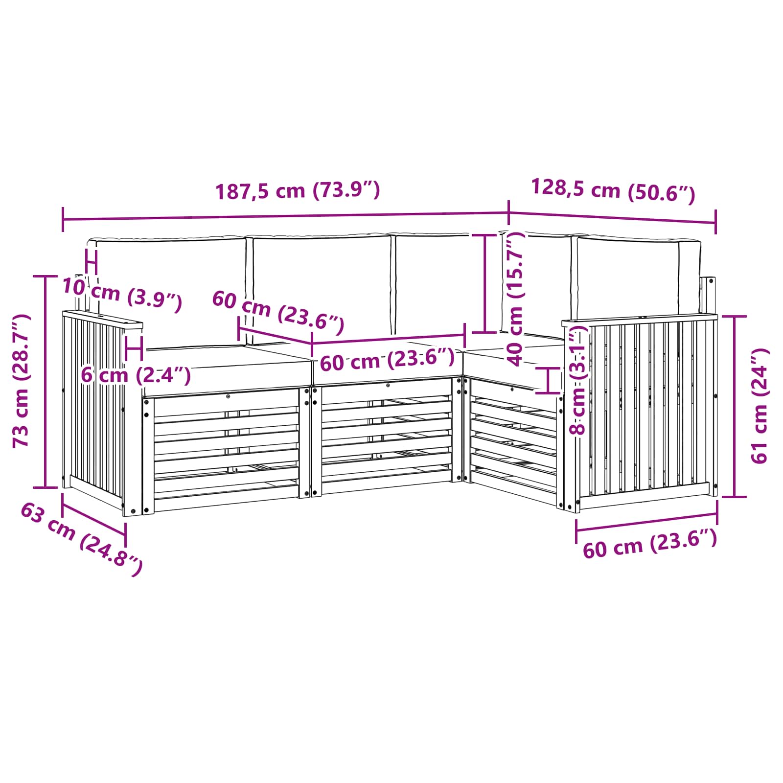 Setovi sofa 4 pcs Prirodna i svijetlo siva Čvrsto drvo akacije