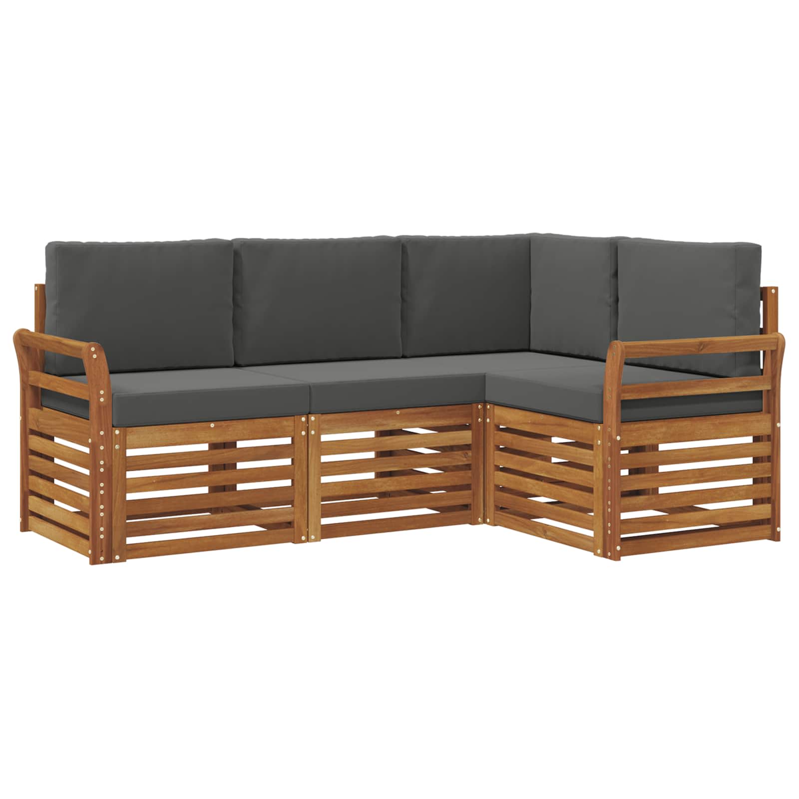 Setovi sofa 4 pcs Prirodna i antracit Čvrsto drvo akacije