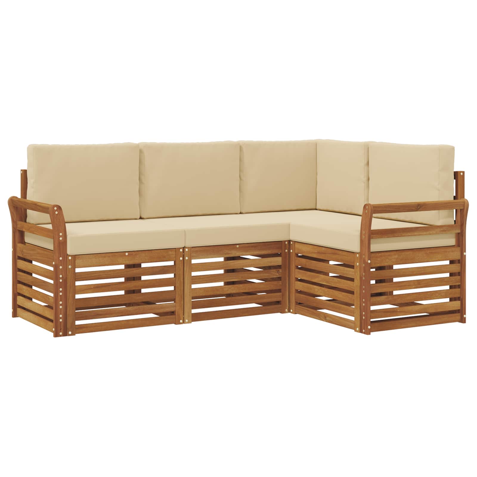 Setovi sofa s jastukom 4 pcs Prirodna i bež Čvrsto drvo akacije