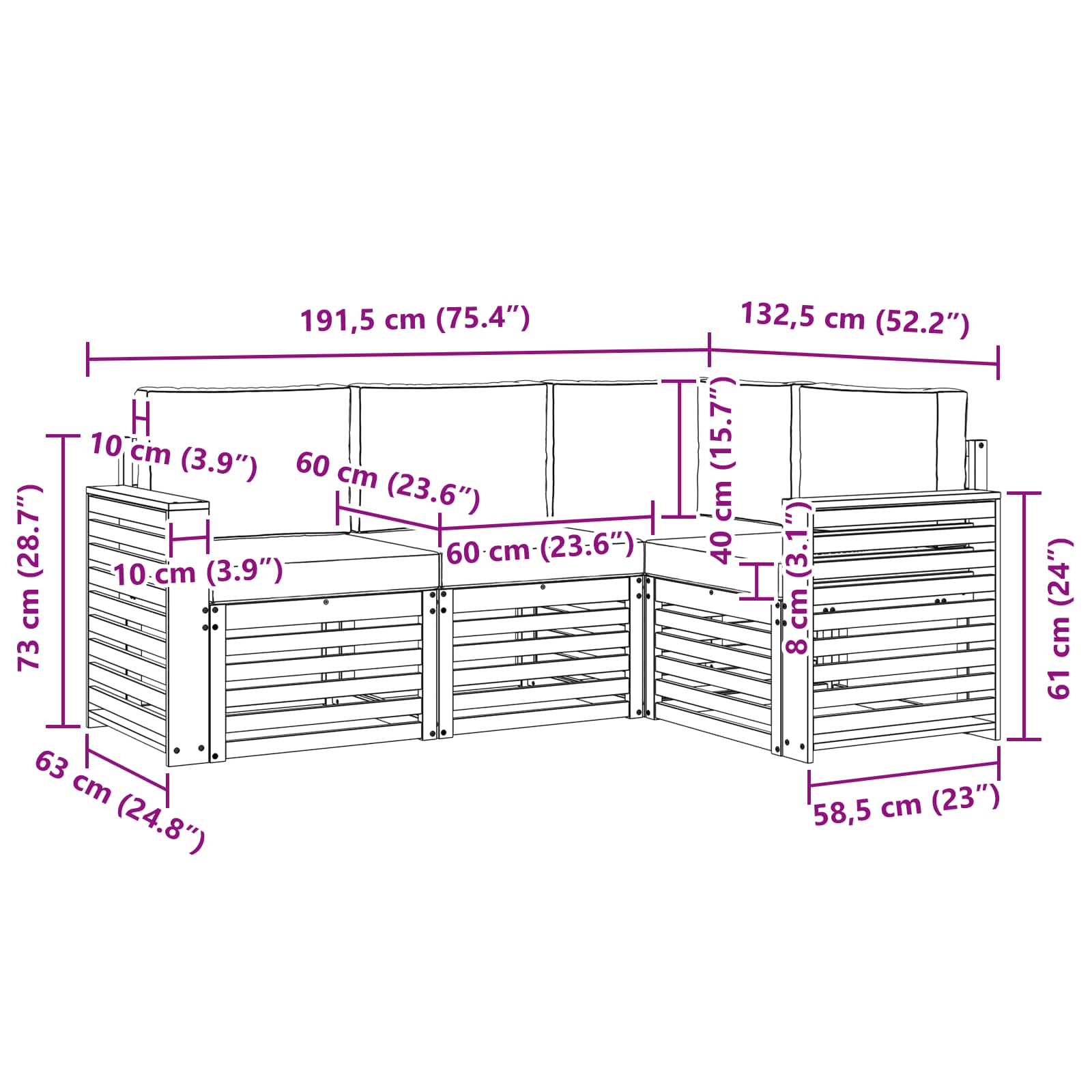 Setovi sofa 4 pcs Prirodna i antracit Čvrsto drvo akacije