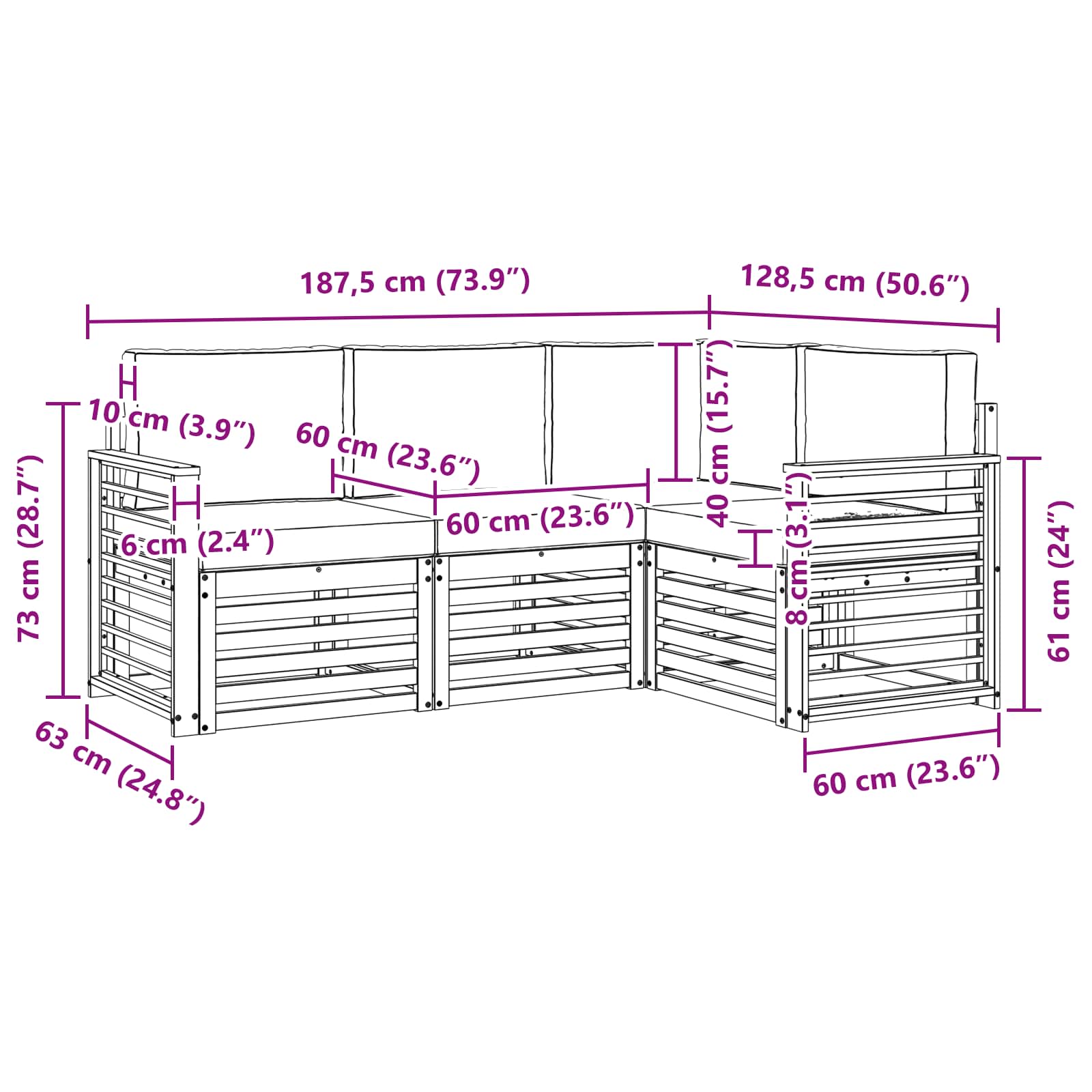 Setovi sofa 4 pcs Prirodna i krem Čvrsto drvo akacije