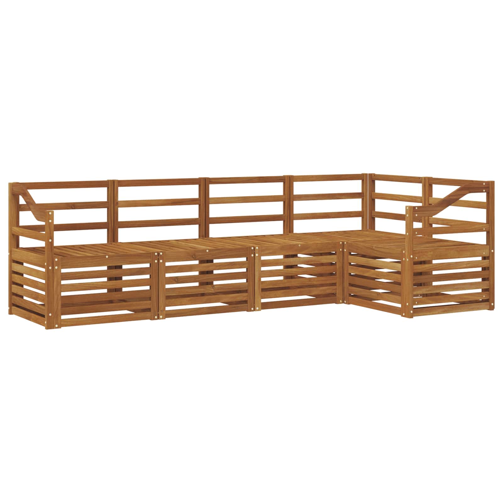 Sekcijska garnitura 5 pcs Prirodna Čvrsto drvo akacije