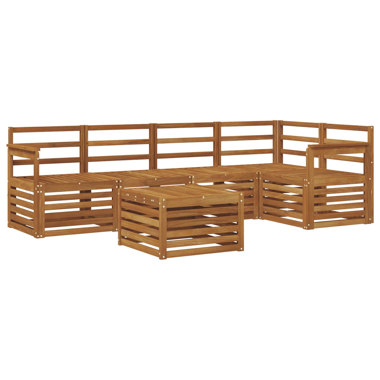Sekcijska garnitura 6 pcs Prirodna Čvrsto drvo akacije