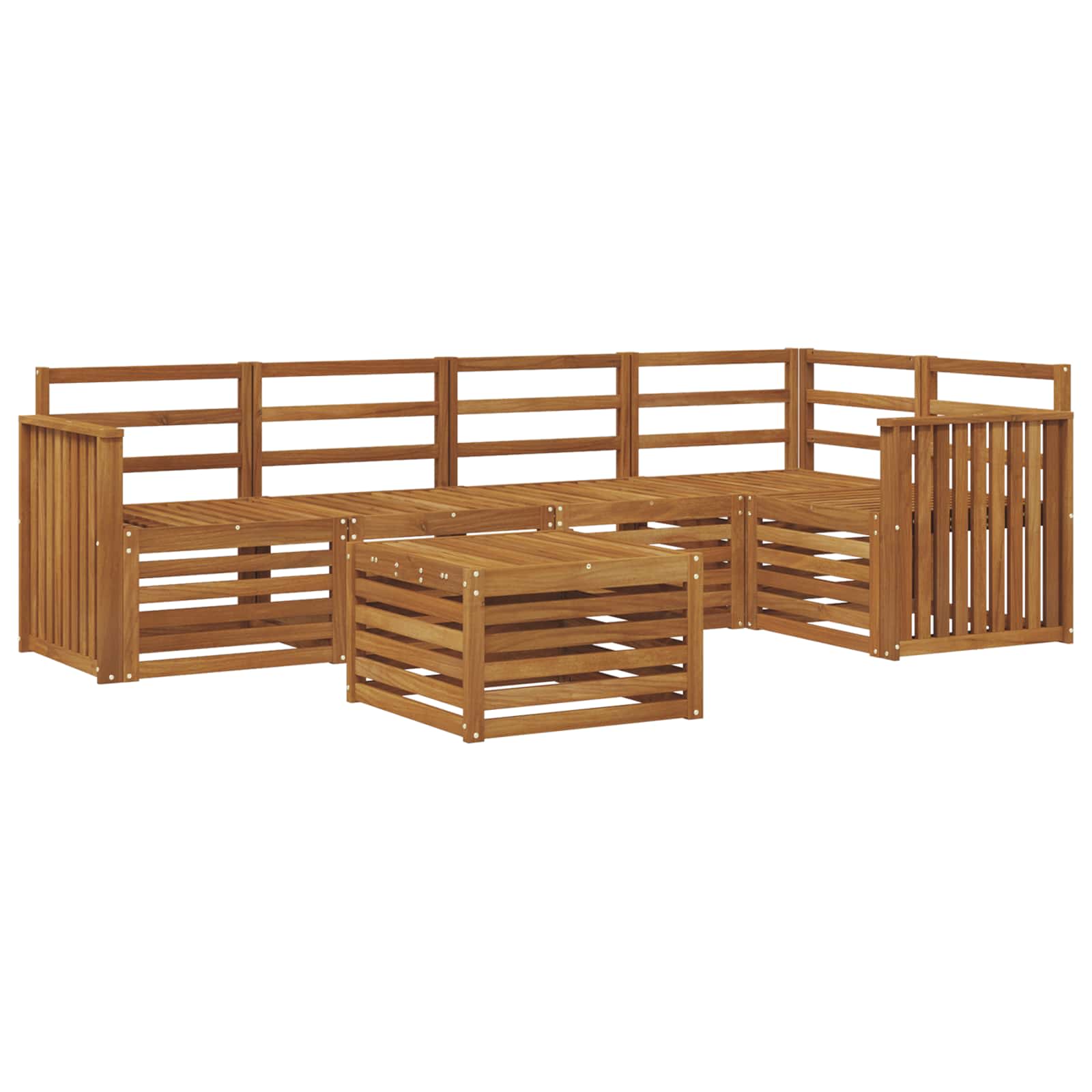 Sekcijska garnitura 6 pcs Prirodna Čvrsto drvo akacije
