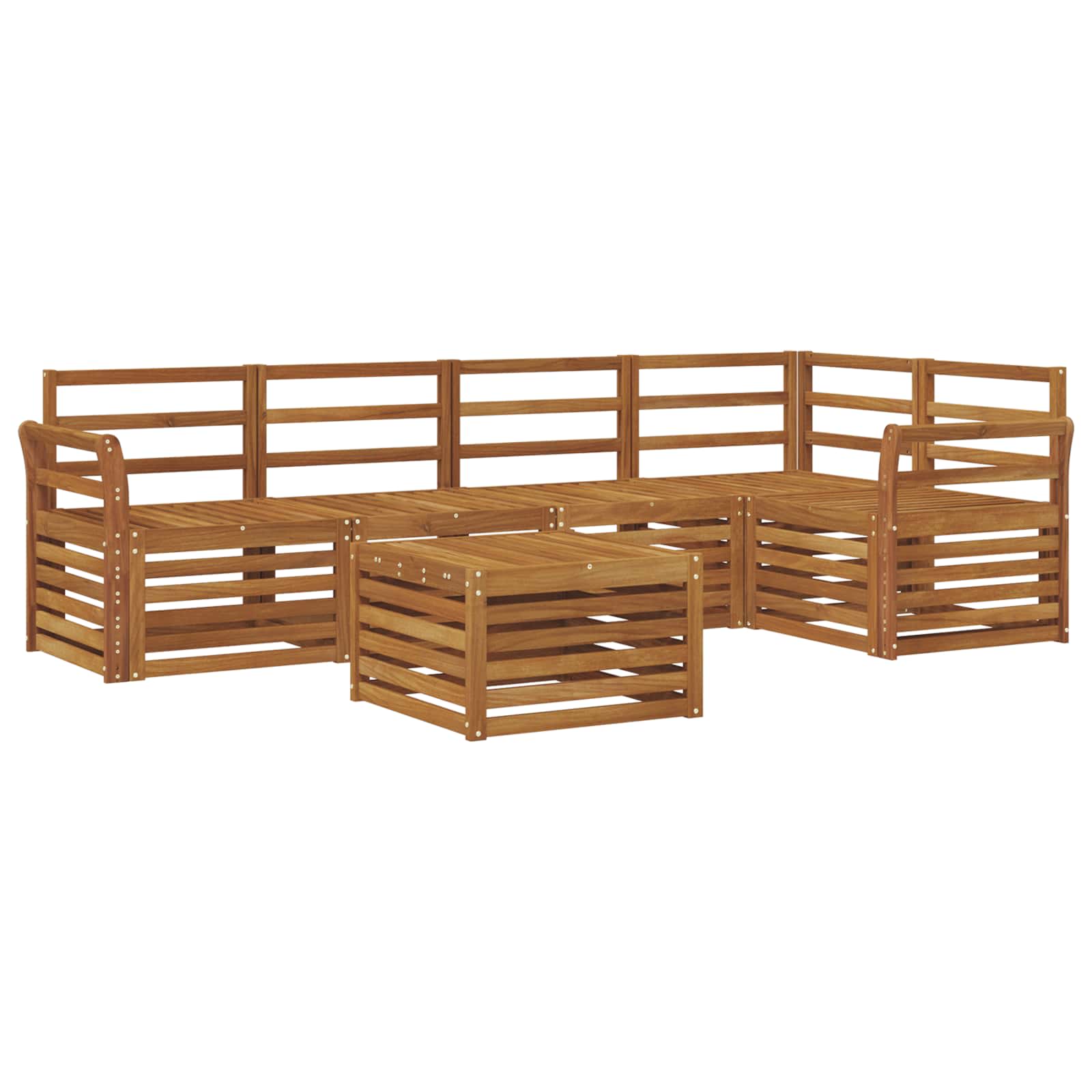 Sekcijska garnitura 6 pcs Prirodna Čvrsto drvo akacije