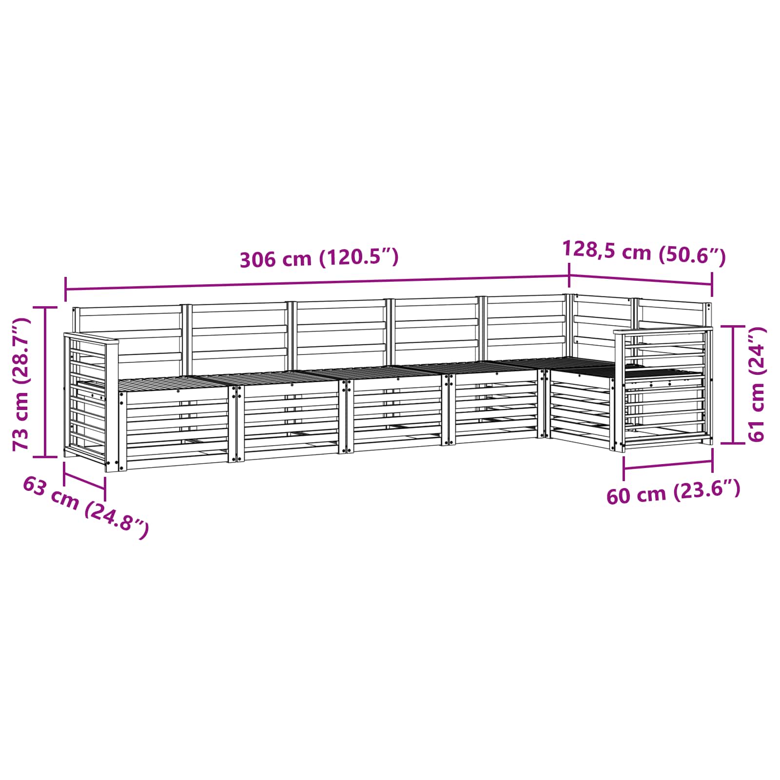Setovi sofa 6 pcs Prirodna Čvrsto drvo akacije