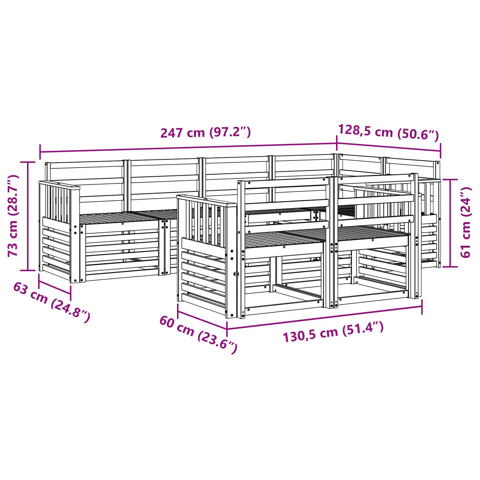 Set vanjskih sofa 7 pcs Prirodna Poliester