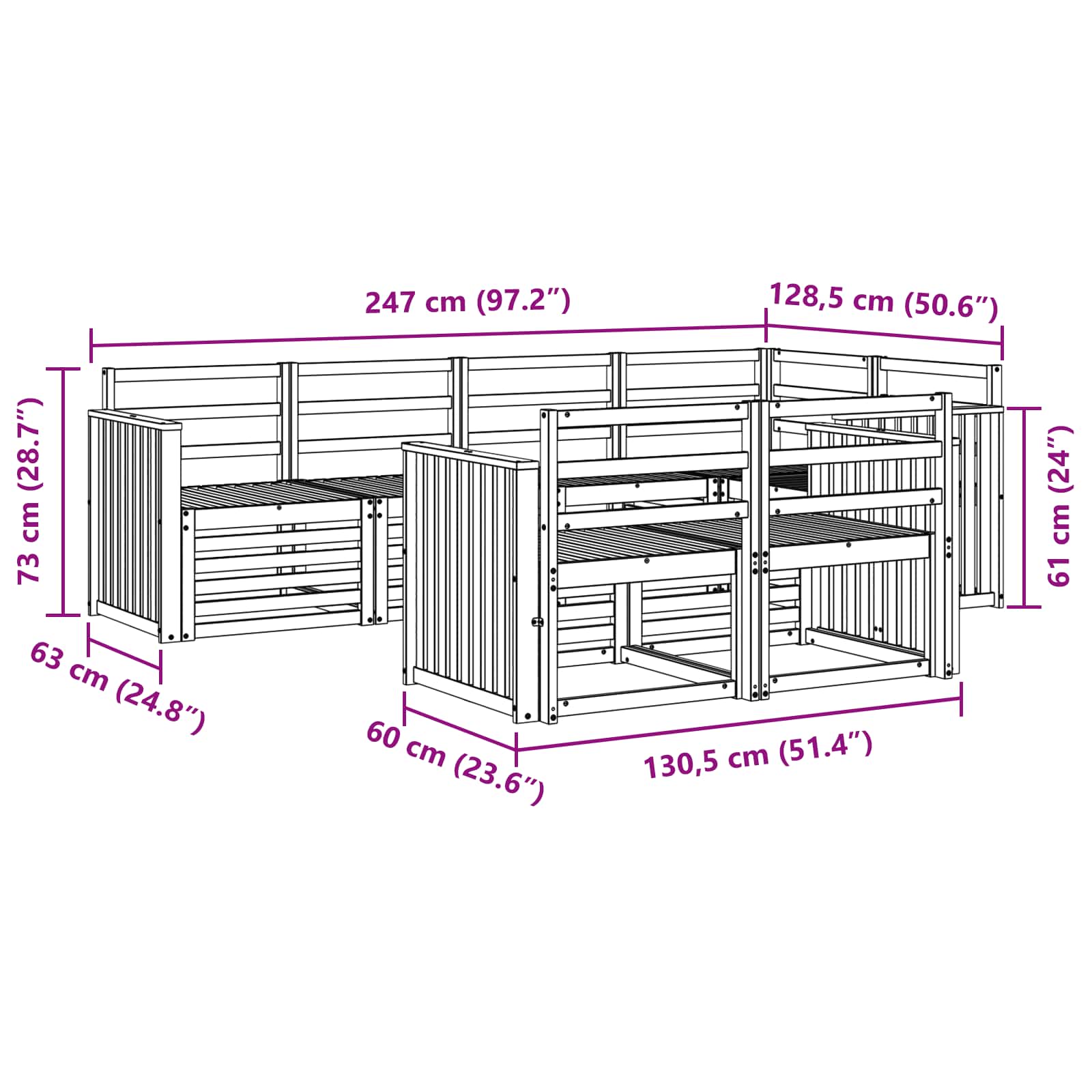 Sekcijska garnitura 7 pcs Prirodna